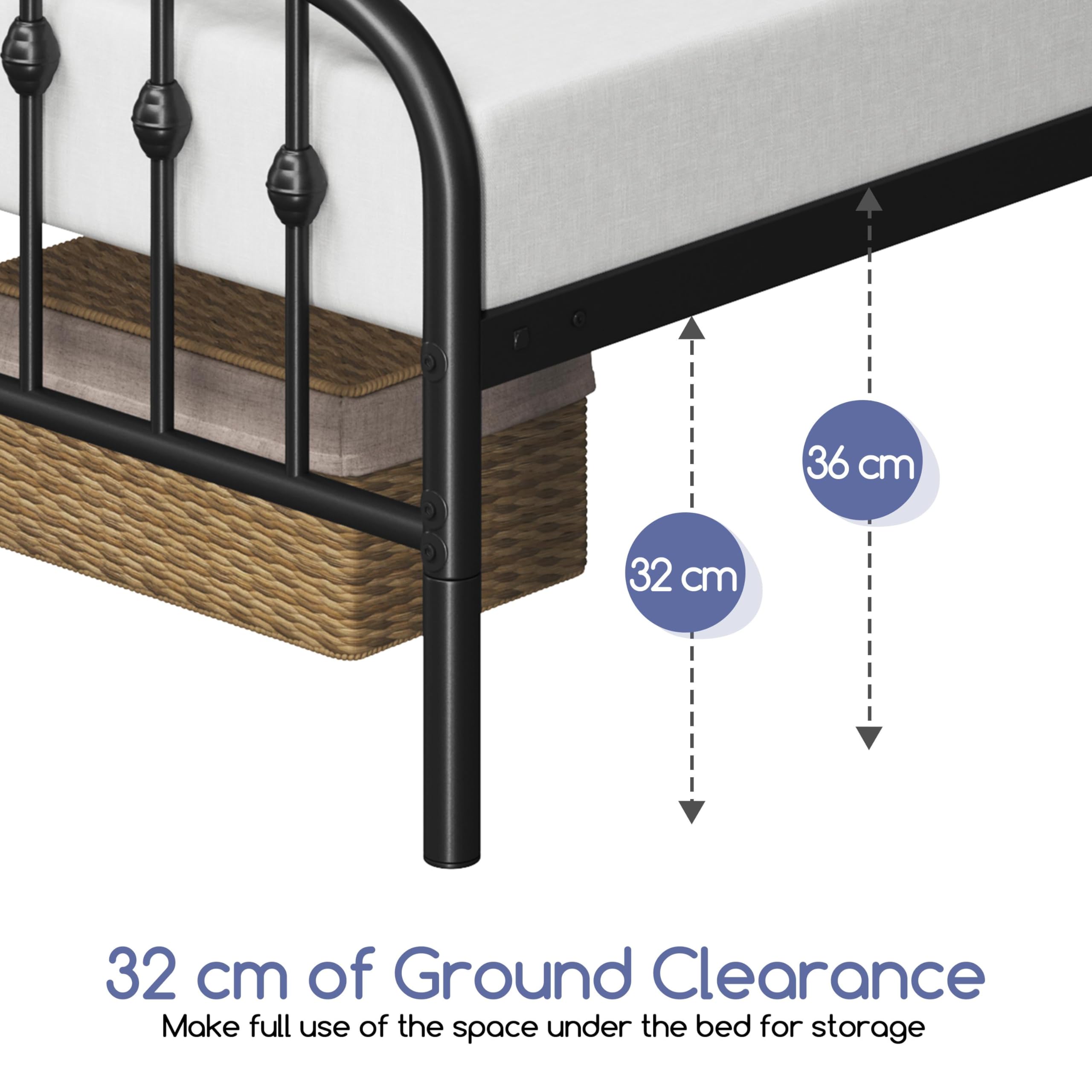 Yaheetech Twin Metal Bed Frame with Victorian Wrought Iron Headboard & Footboard - Easy Assembly, No Box Spring Required, Black Twin Size Bed - Perfect for Guest Rooms, Dorms & Victorian-Style Bedrooms