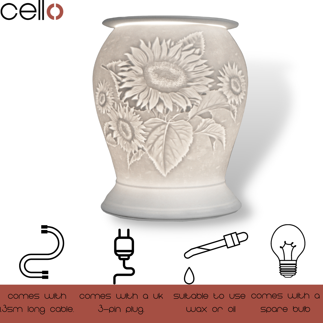 Premium Cello Electric Wax Warmer with Porcelain Barrel - Aromatherapy Diffuser for Home, Office, and Spa - Perfect for Relaxation, Stress Relief, and Creating a Cozy Ambiance in Summer