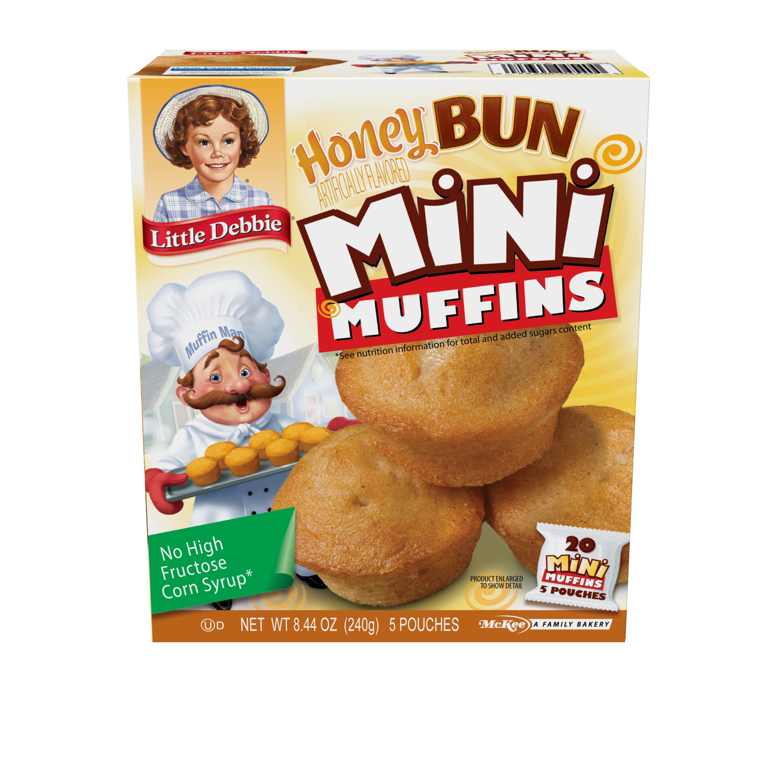Little Debbie Honey Bun Mini Muffins, 40 Count (1.7 oz Pouches) - 8 Boxes Bulk Pack | Sweet Breakfast Snacks, Office Treats & On-the-Go Snacking