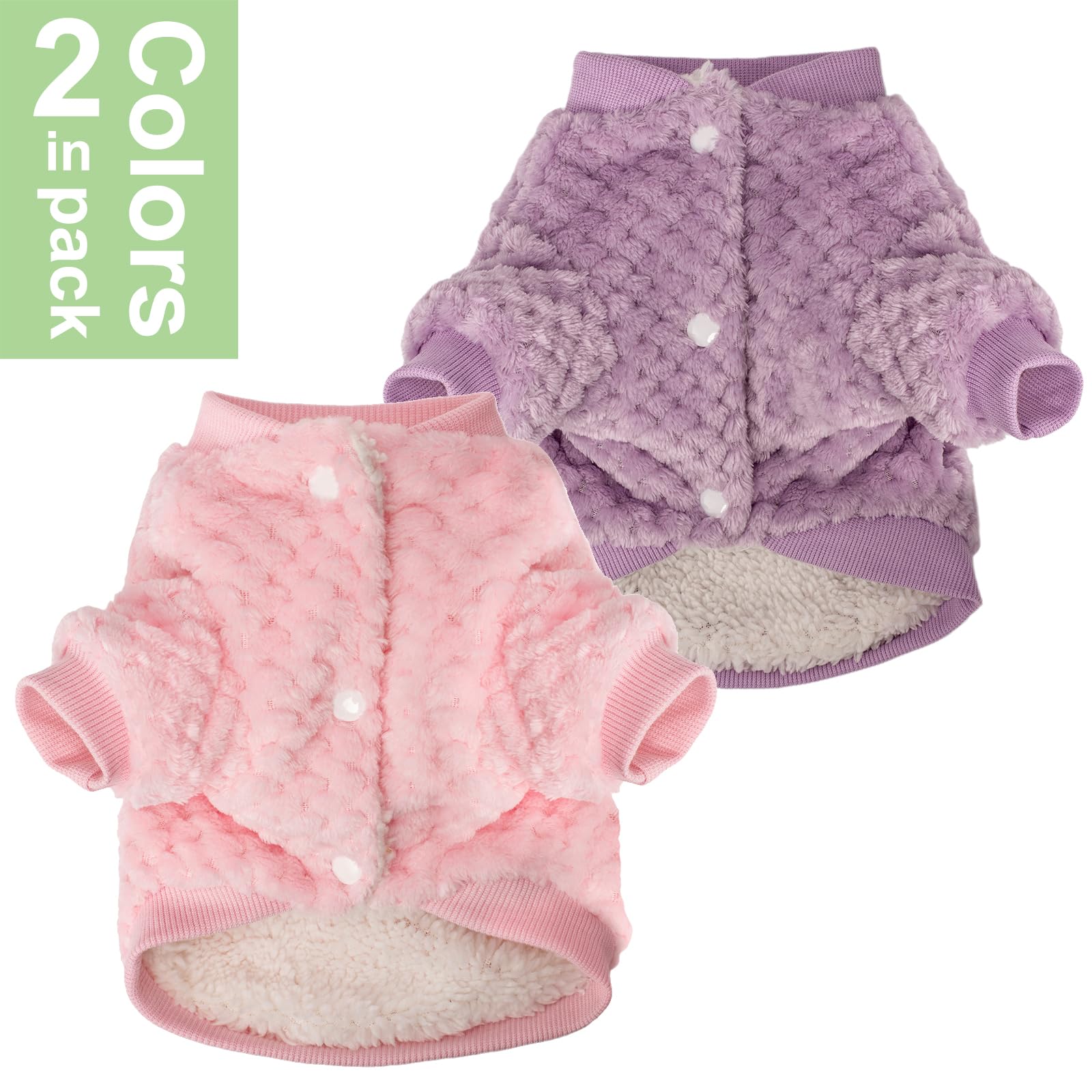 **POMIU Warm Soft Flannel Dog Sweater for Small & Medium Dogs or Cats - Cozy Pet Clothes for Winter, Dog Shirt Coat Jacket (Pink & Purple, Medium) - Perfect for Indoor & Outdoor Activities**