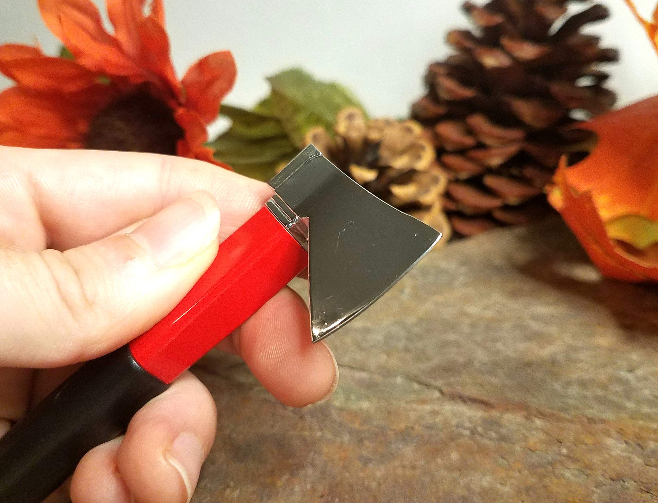 Axe Butane Lighter - Refillable Novelty Hatchet (Red) for Camping & Collectors