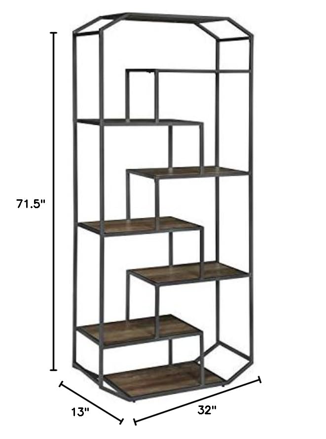 Rustic Brown and Dark Grey Coaster Furniture Bookcase 805662 - Perfect for Living Room, Home Office, and Library Storage