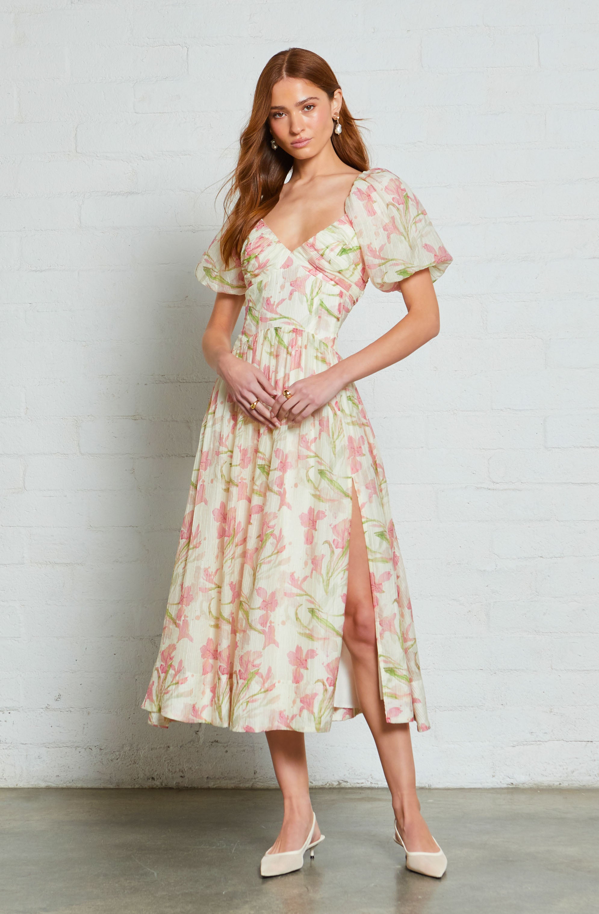 Sasilia Floral Print Puff Sleeve Dress for Women - Elegant Summer Party, Wedding Guest, or Date Night Outfit