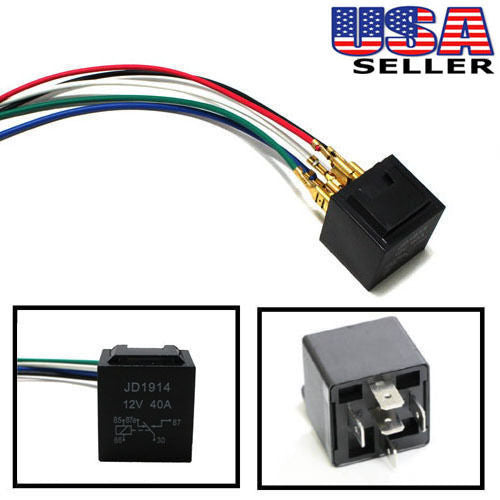 5 Pin 12V 40A SPDT Automotive Relay Socket with Wires - Compatible with Car Fog Lights, Daytime Running Lamps, LED Light Bars & Off-Road Lighting Accessories - Perfect for DIY Auto Electrical Projects & Vehicle Upgrades