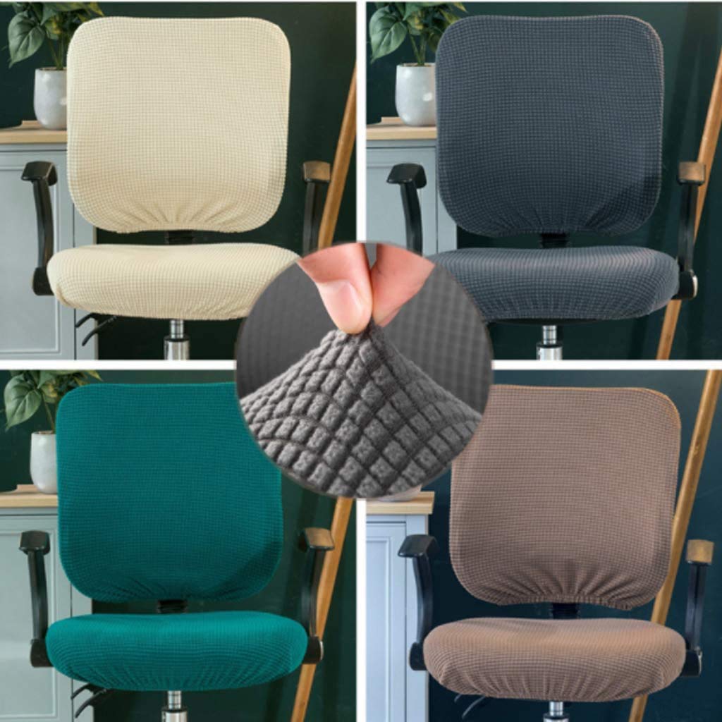 Yikko Elastic Stretch Dining Room Chair Covers - Super Fit Anti-Dust Spandex Slipcovers (15-20 Inch Seat Size) | Washable & Removable Kitchen Chair Protector for Home, Office & Restaurant Use (Beige)