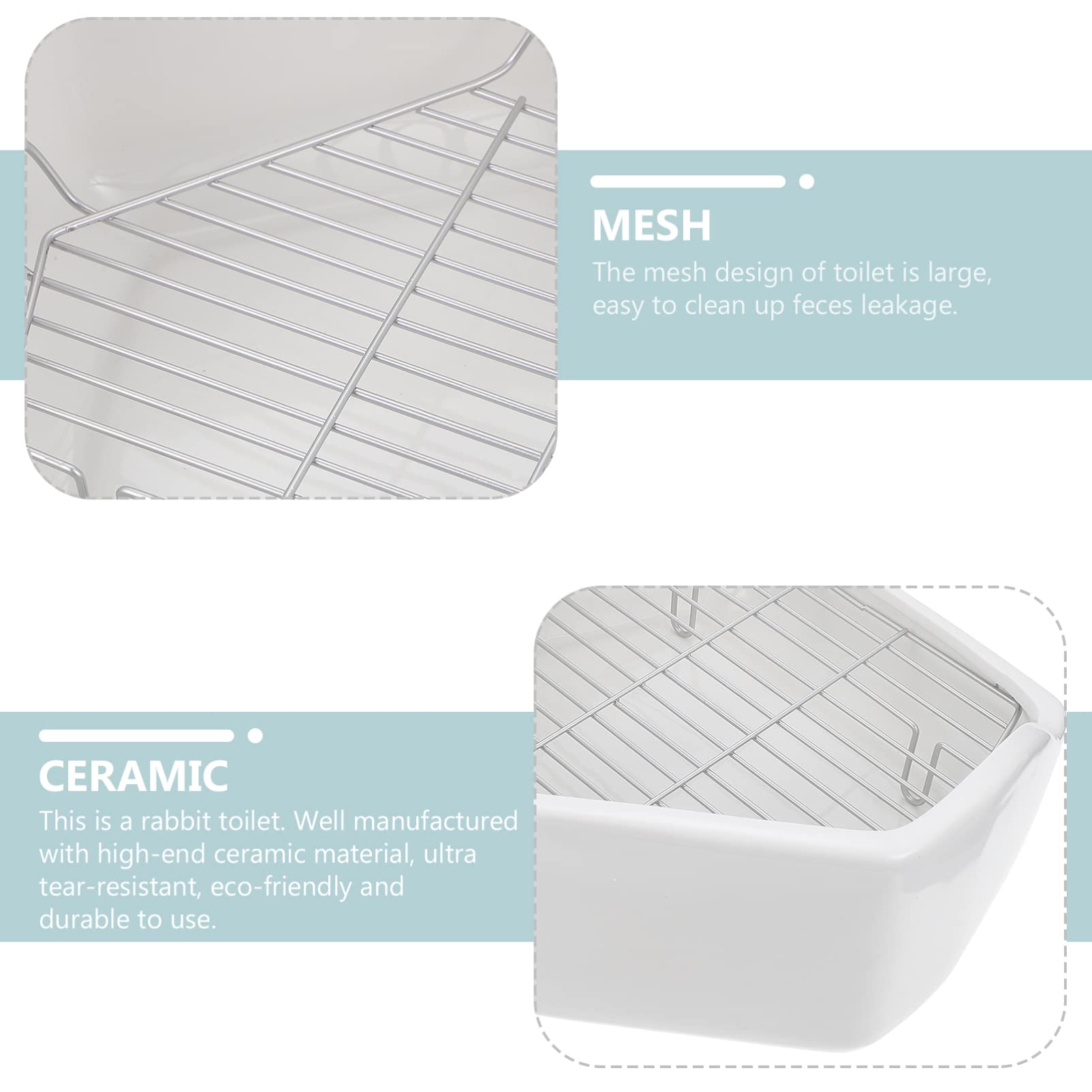 Ceramic Rabbit Litter Box - Corner Small Animal Toilet for Bunnies, Hamsters, Guinea Pigs & Chinchillas | White Pet Potty Trainer with Litter Tray | Perfect for Cage & Indoor Use