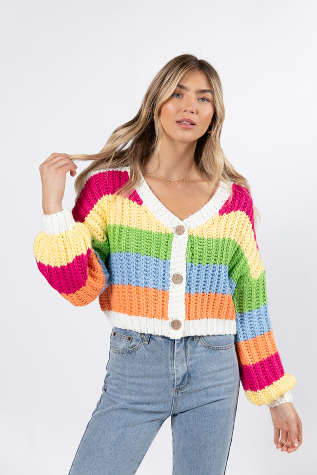 Little Bit More Multi Stripe Cardigan - Women's Stylish Knit Sweater | Cozy Fall & Winter Layering Piece | Perfect for Office, Date Night & Casual Outfits