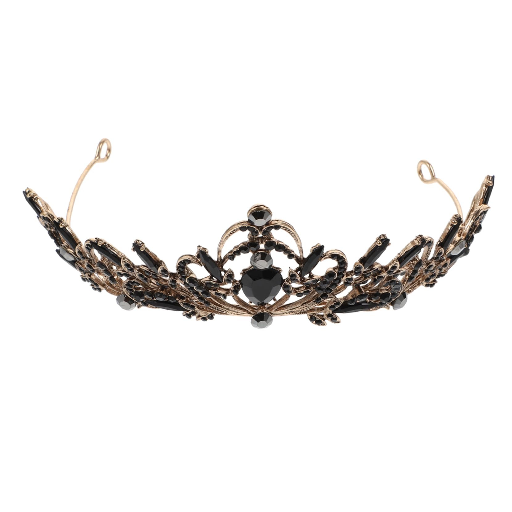 FOMIYES 4-Piece Alloy Rhinestone Crown Set - Baroque Tiara Bridal Headpiece for Weddings, Halloween & Cosplay - Vintage Hair Accessories for Bride, Princess & Women's Costume - Black Crystal Hair Decor (Perfect for Bridal Showers, Pageants & Themed Parties)