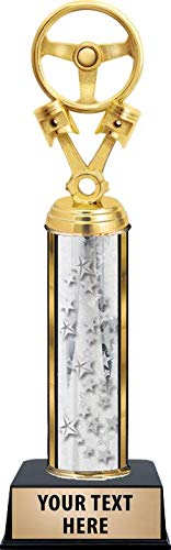 Custom Engraved Silver Auto Wheel & Engine Parts Trophy - Personalized Car Mechanic Award for Automotive Excellence - Perfect for Car Shows, Racing Events & Mechanic Recognition