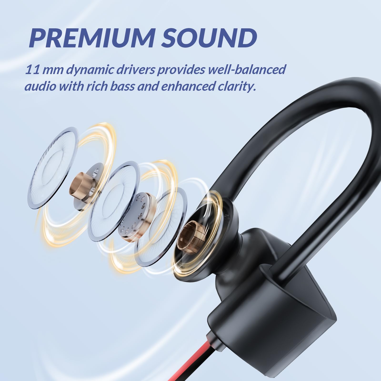 TONEMAC U8 Wireless Earbuds - IPX7 Waterproof, 15H Playtime for Gym Running