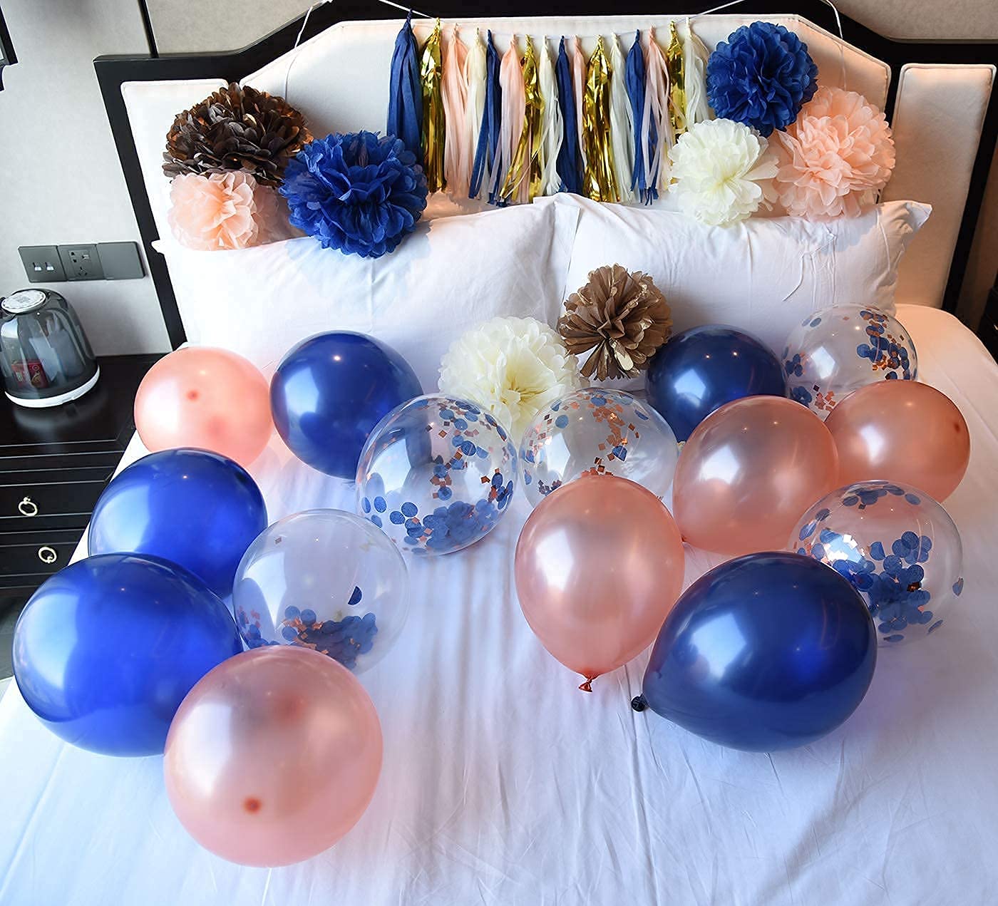 Navy Blue & Rose Gold Balloons - Elegant Bridal Shower, Gender Reveal, Birthday & Wedding Decorations | Perfect for Baby Showers, Parties & Special Events