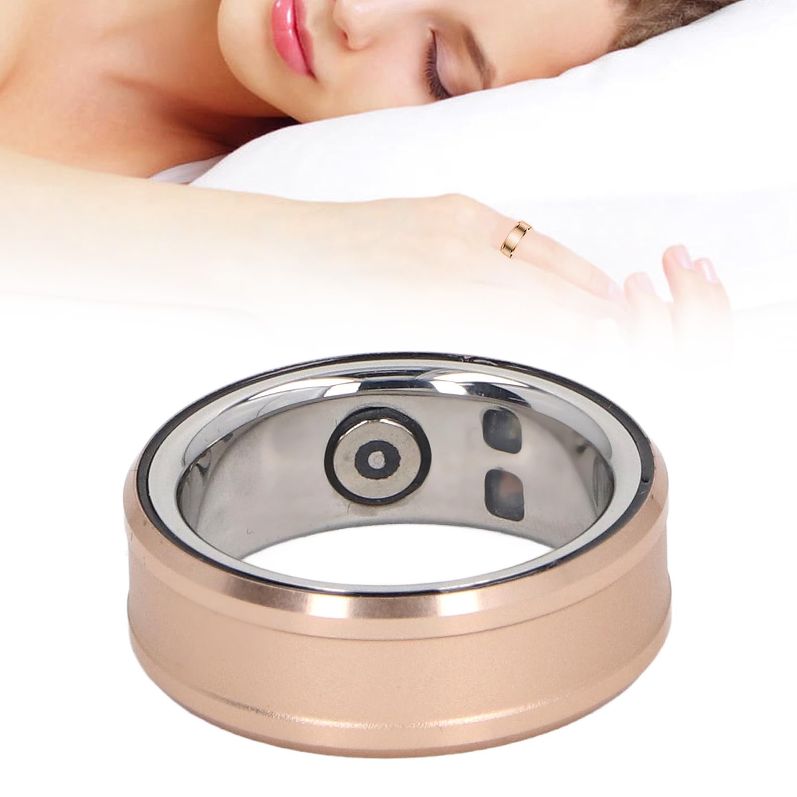 Smart Ring Health Tracker - Waterproof Fitness & Sleep Monitor with Heart Rate & Activity Tracking - Titanium Alloy Stainless Steel Wearable Ring for Men & Women (Gold) - Perfect for Daily Use, Workouts & Sleep Analysis