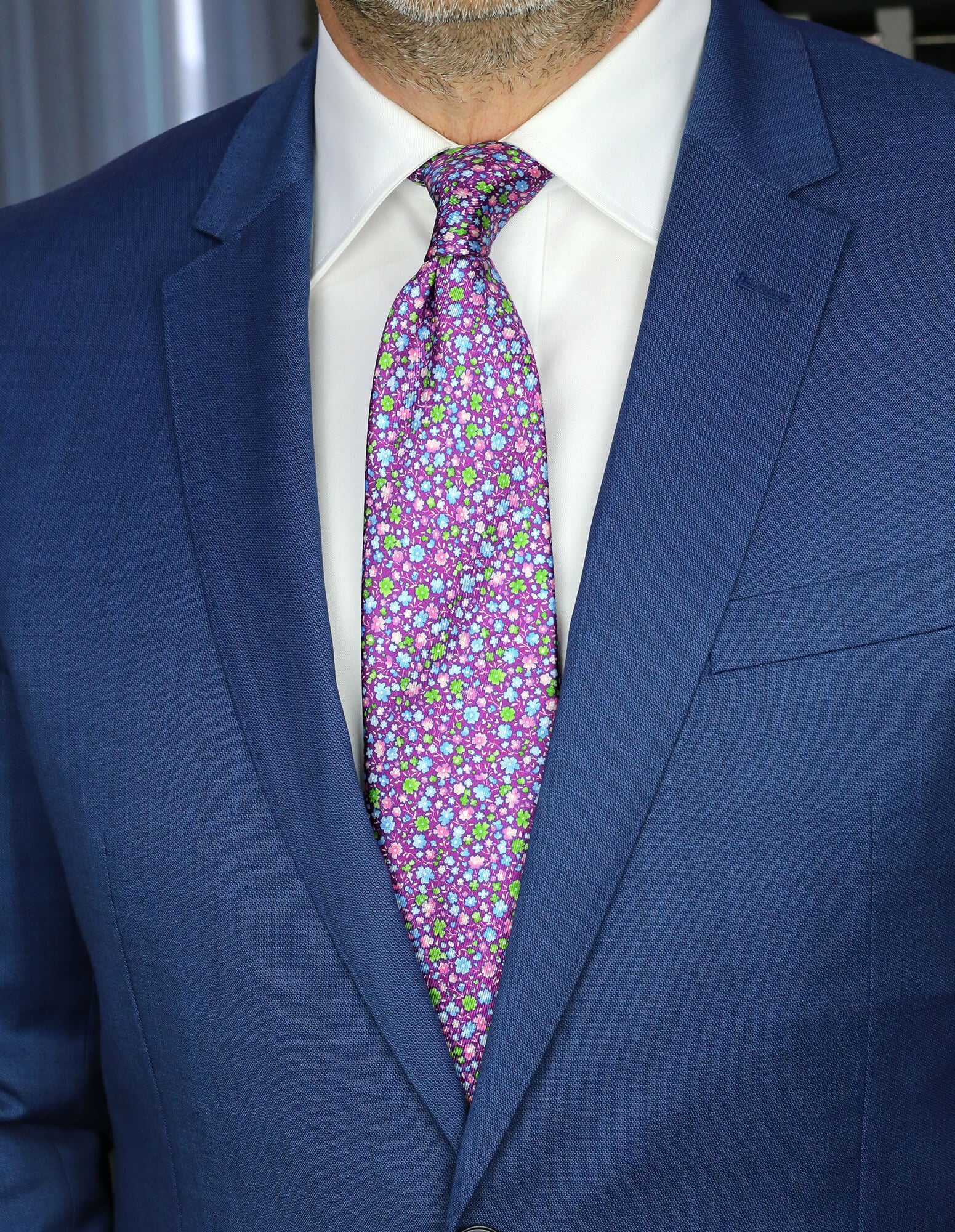 DÉCLIC Bello Floral Tie in Mauve - Elegant Floral Pattern Silk Necktie for Men, Perfect for Weddings, Business Meetings & Formal Events