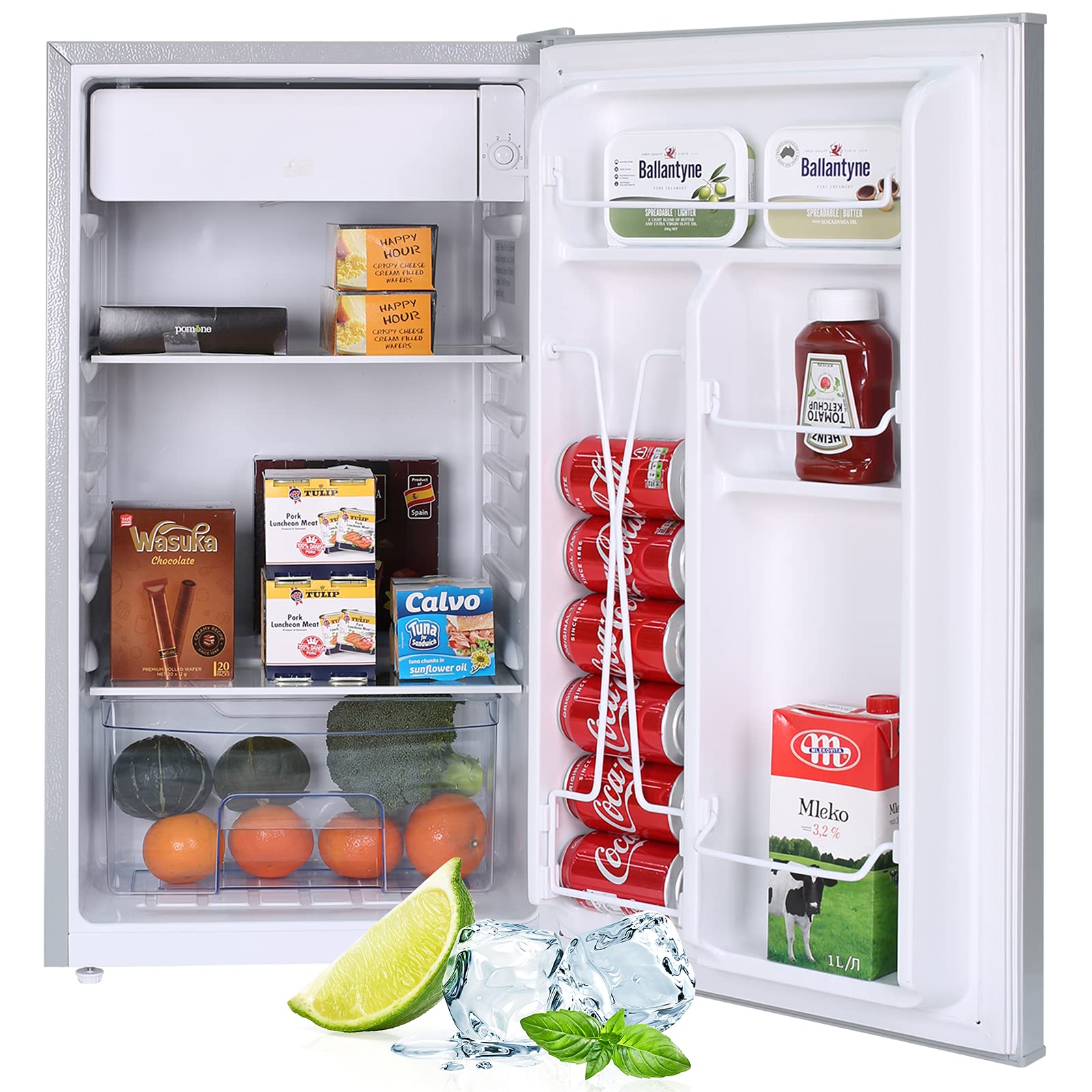 3.1 Cu Ft Mini Fridge with Auto Defrost - Energy Star Certified Compact Refrigerator for Bedroom, Dorm, Office & Kitchen - Silver | Perfect for Small Spaces, Snack Storage & Beverage Cooling