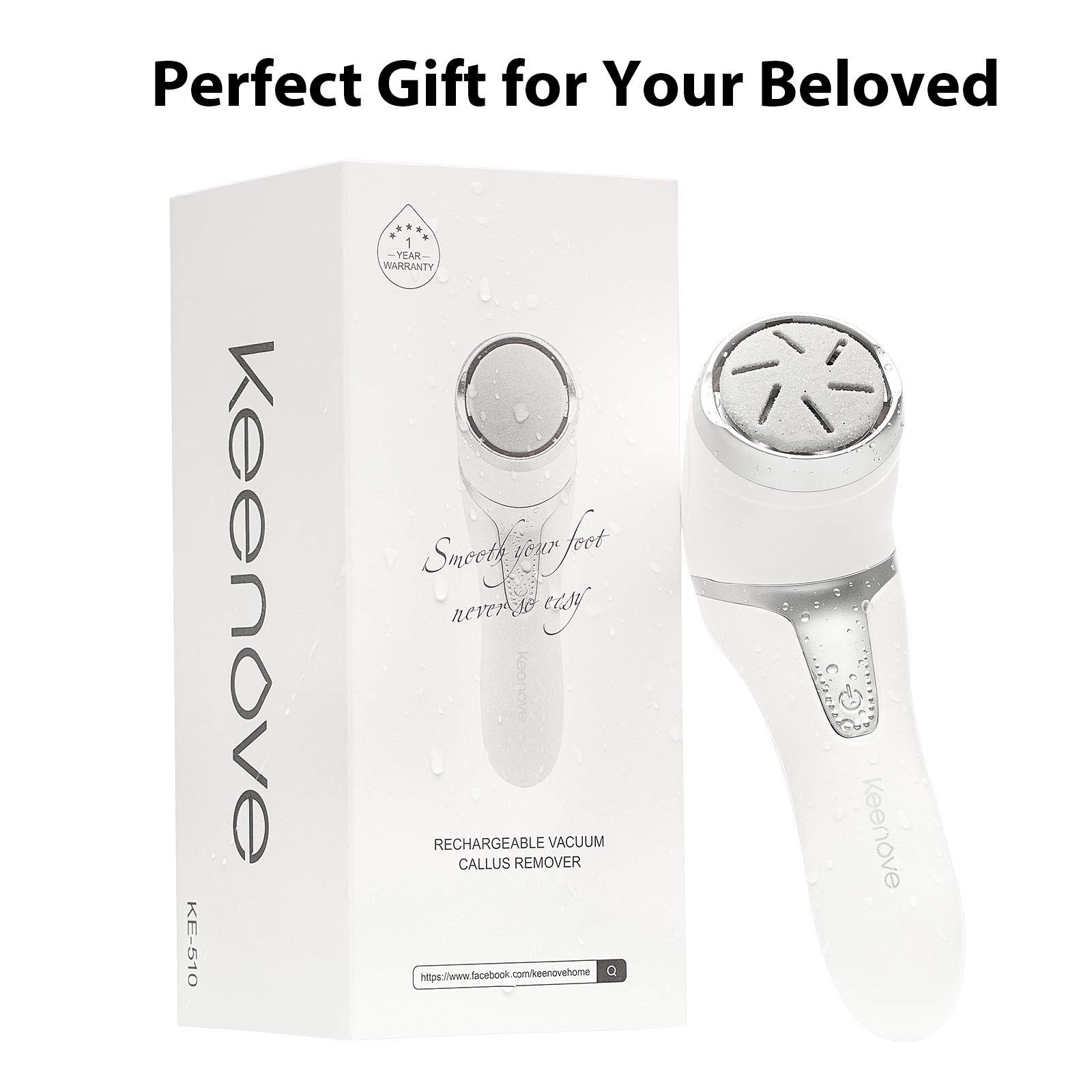 Keenove Rechargeable Electric Foot File - Dual Speed Callus Remover for Smooth Feet at Home Spa
