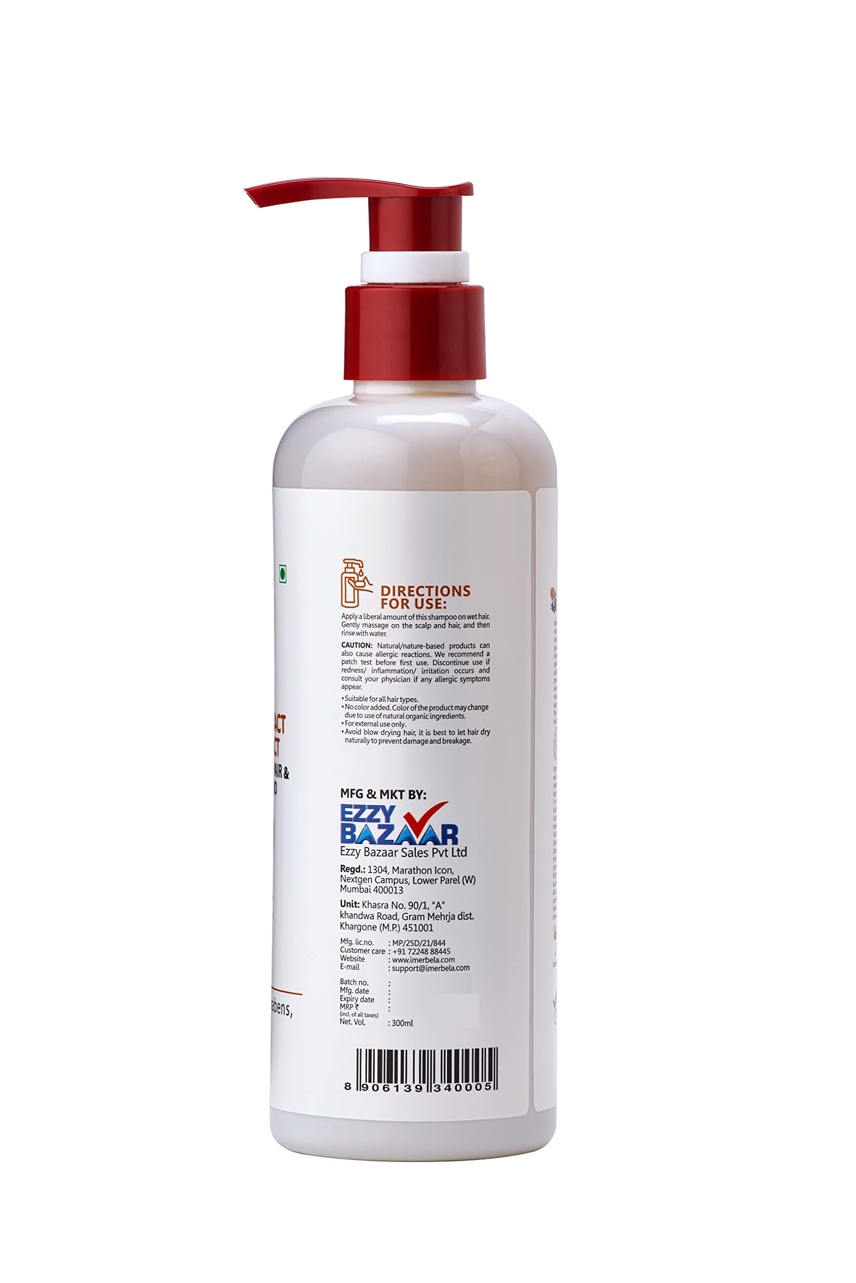 Imerbela Organic Anti Dandruff & Anti-Pollution Shampoo for Hair Fall Control - 300ml Fenugreek Formula | Gentle Cleanser for Dry, Damaged & Oily Hair | Perfect for Daily Use & Scalp Care at Home or Travel