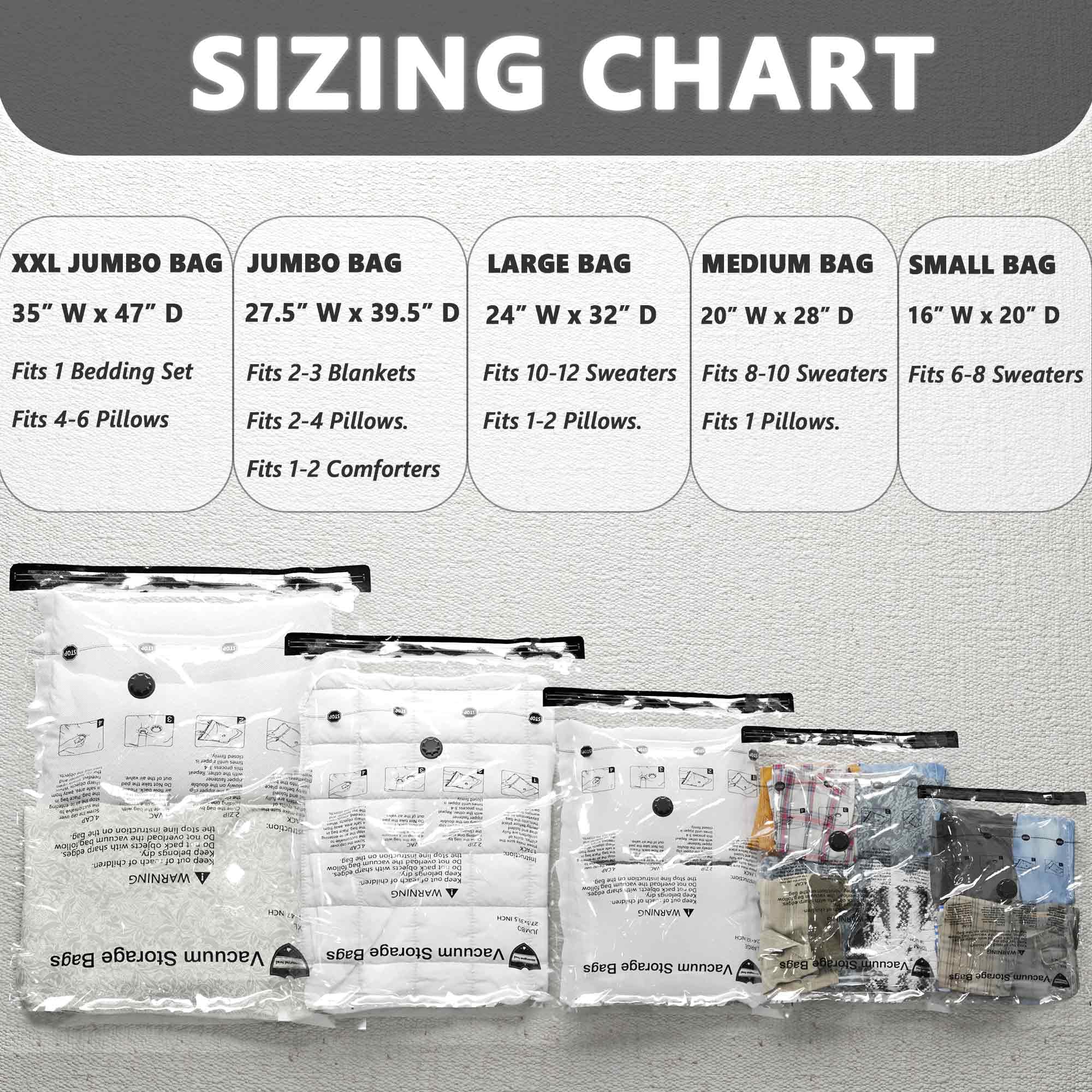 Vacuum Storage Bags 9-Piece Set (3 Jumbo, 3 Large, 3 Medium) - Space Saving Compression Bags with Hand Pump for Clothes, Bedding & Travel - Airtight Storage Solution for Seasonal Wardrobe, Blankets, Pillows & Comforters - Perfect for Home Organization, Moving & Closet Space Maximization