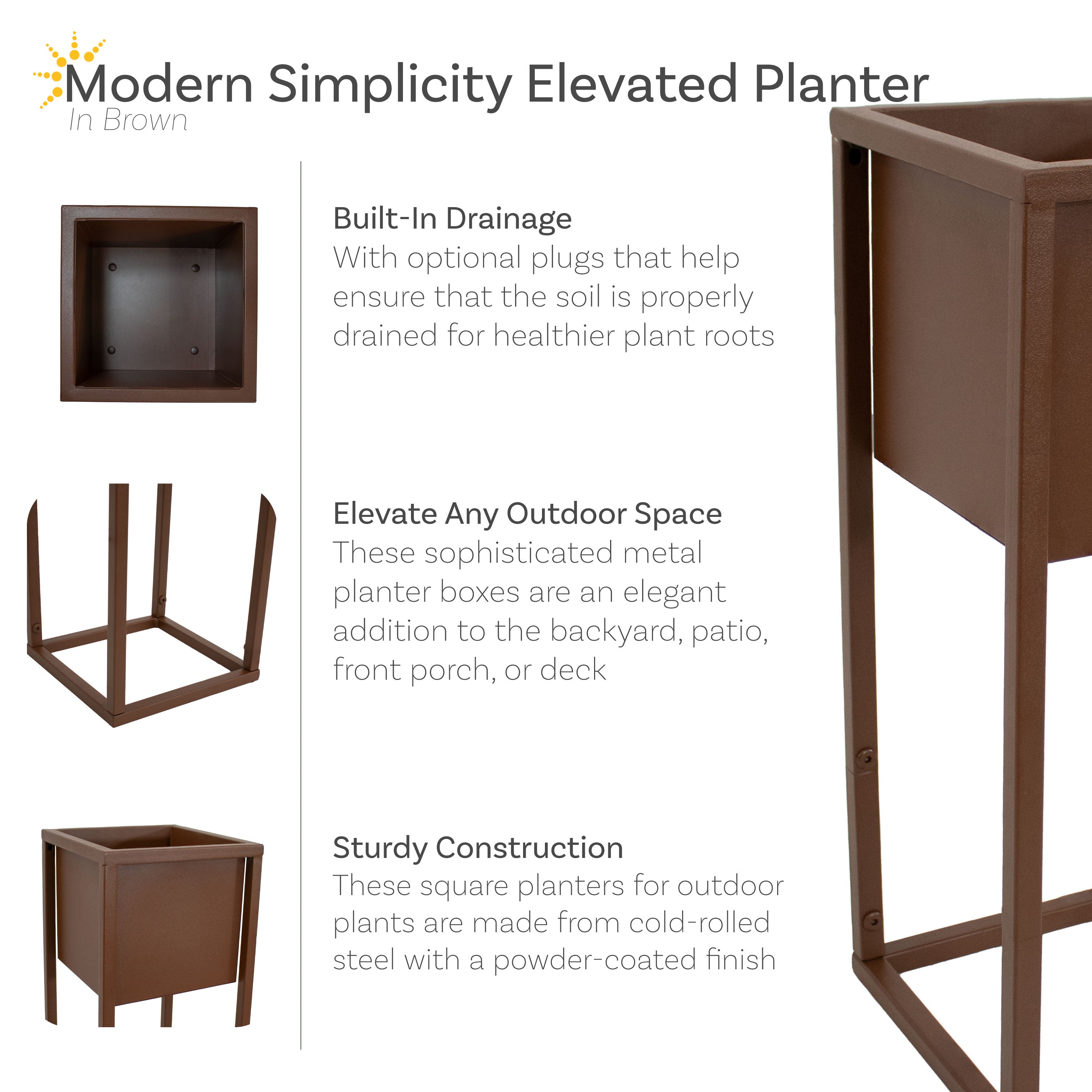 Modern Metal Planter Boxes with Legs - Set of 2, Indoor/Outdoor Garden Planters for Patio, Balcony & Home Decor - Rust-Resistant & Durable Design