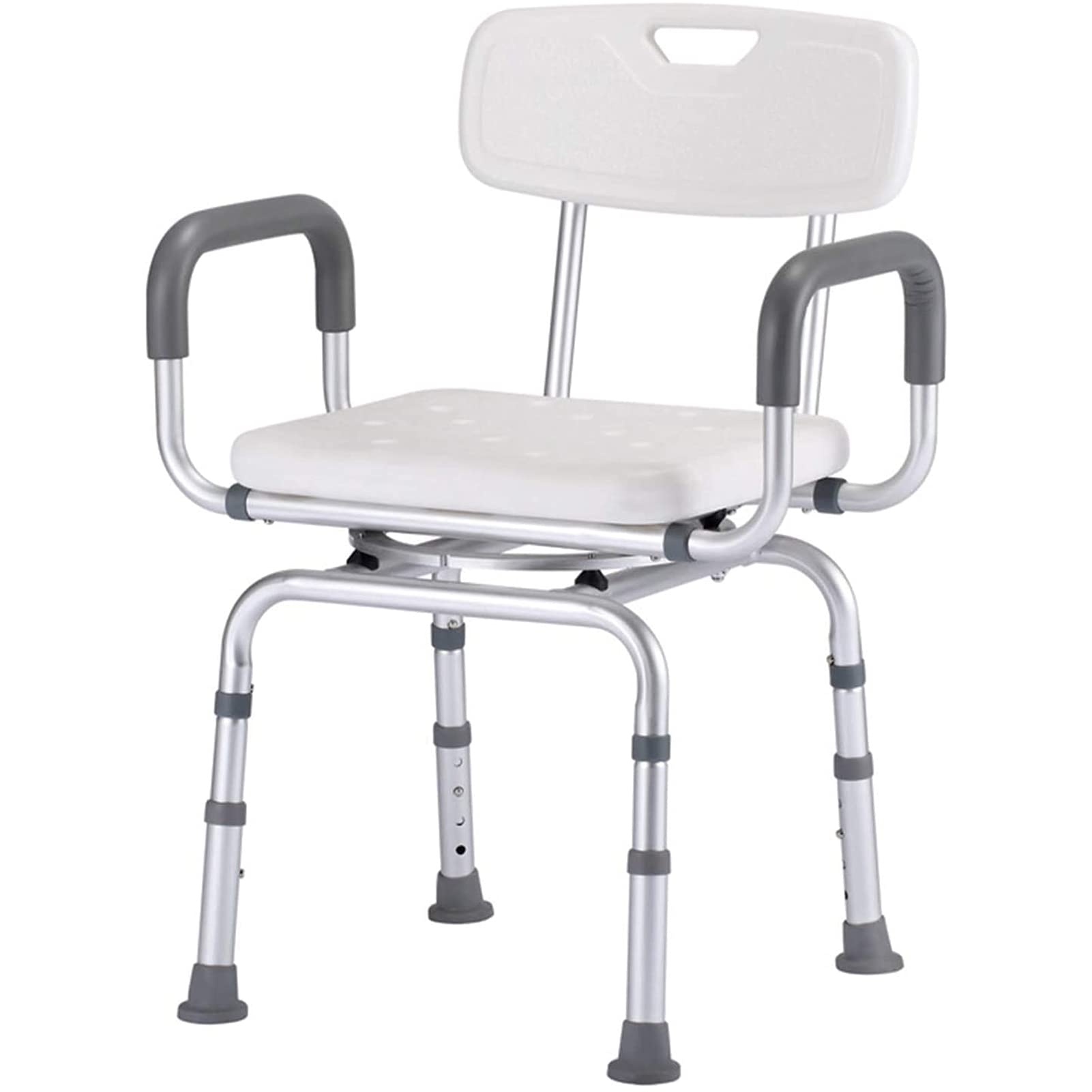 Heavy Duty Adjustable Shower Chair for Elderly & Disabled - Swivel Shower Seat with Arms & Back Support, Non-Slip Bathroom Stool - Ideal for Safe Bathing, Elderly Care & Mobility Assistance