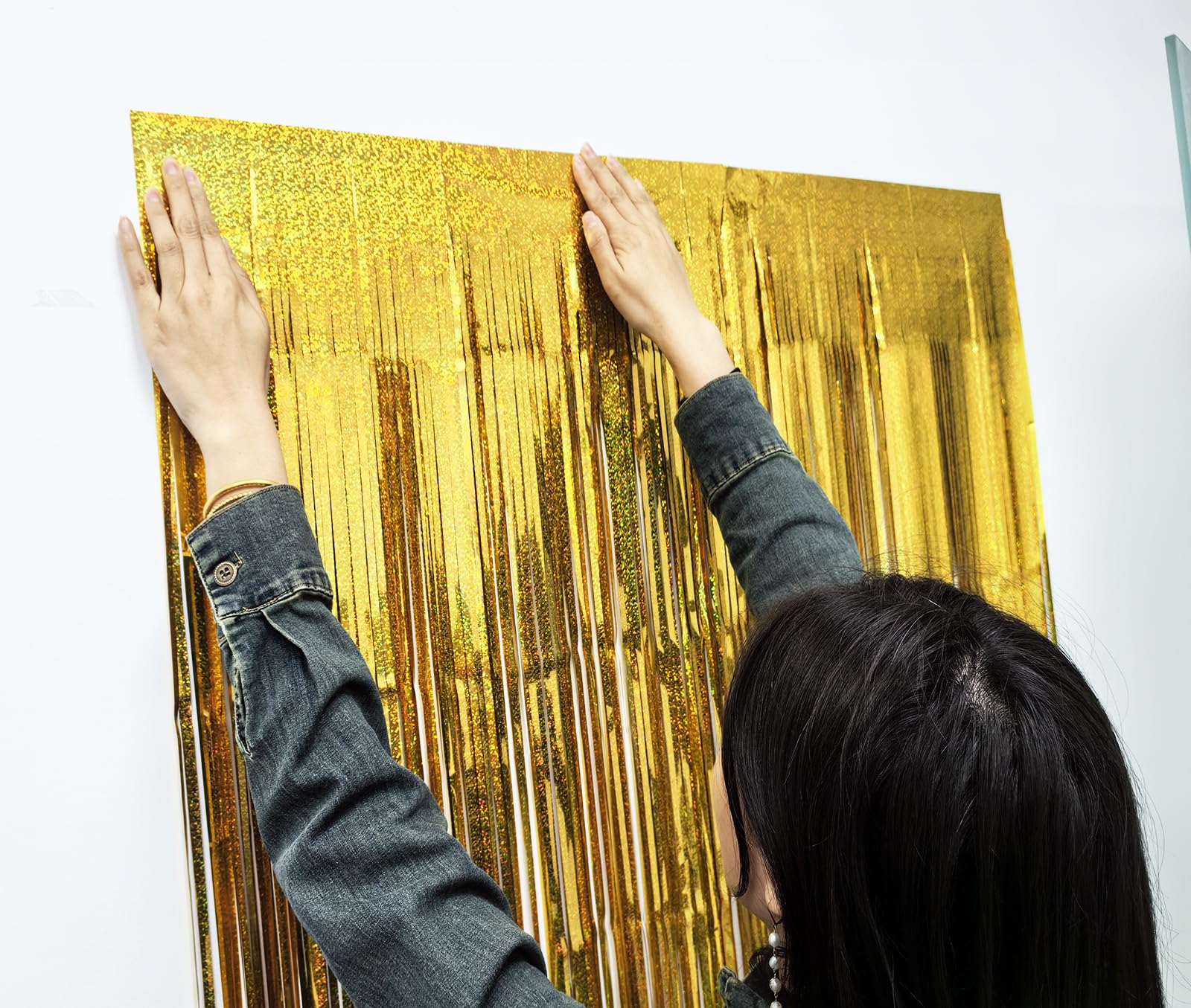 Navy Blue & Gold Graduation Party Decorations 2025 - Metallic Foil Fringe Curtains Backdrop for Graduation, Birthday & Special Events - Blue & Yellow Party Supplies for Wall Decor & Photo Booth Background