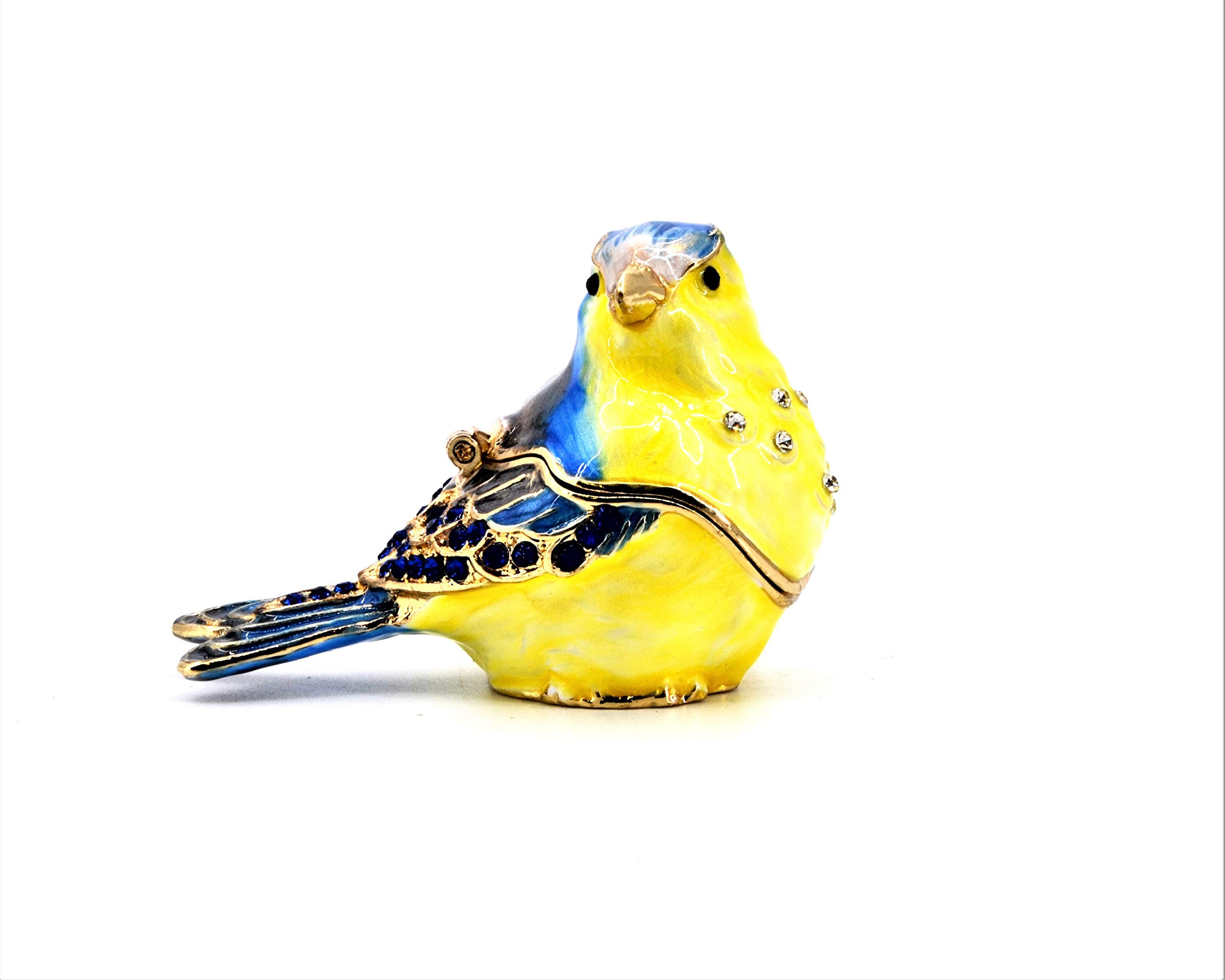 Handmade Sparrow Trinket Box with Austrian Crystals - Perfect for Jewelry Storage