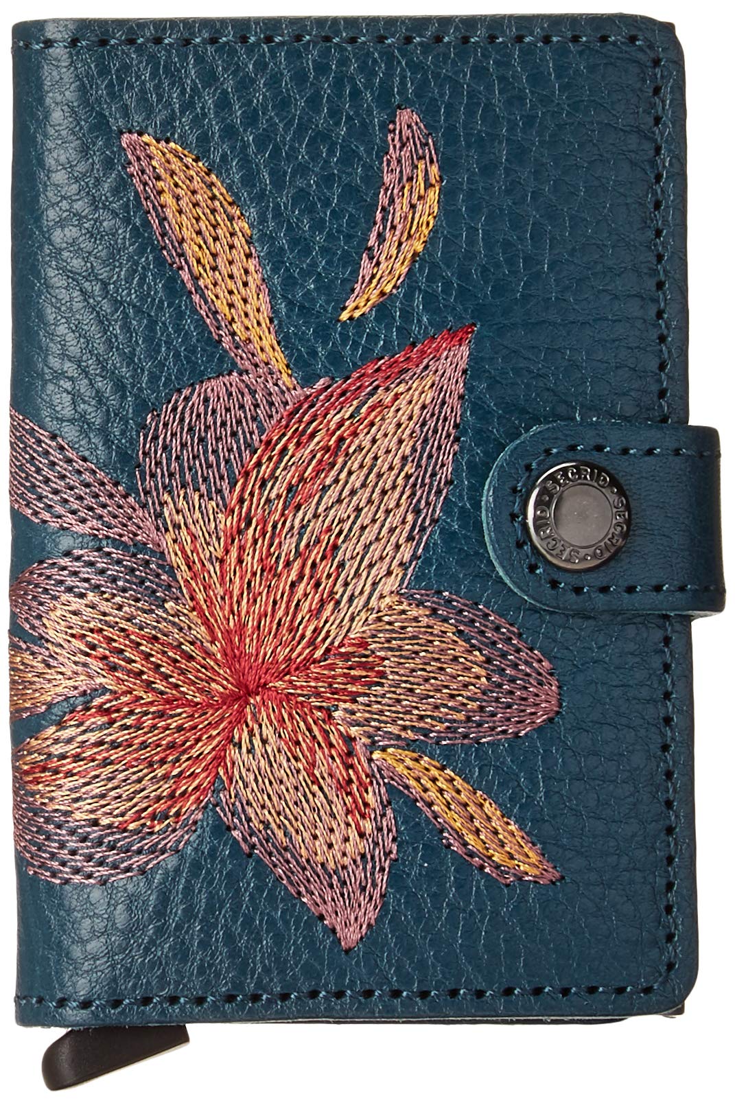 Secrid Mini Wallet - Stitch Embroidered Vegetable-Tanned Leather RFID Blocking Slim Card Holder for Men & Women | Perfect for Travel, Everyday Carry & Minimalist Lifestyle