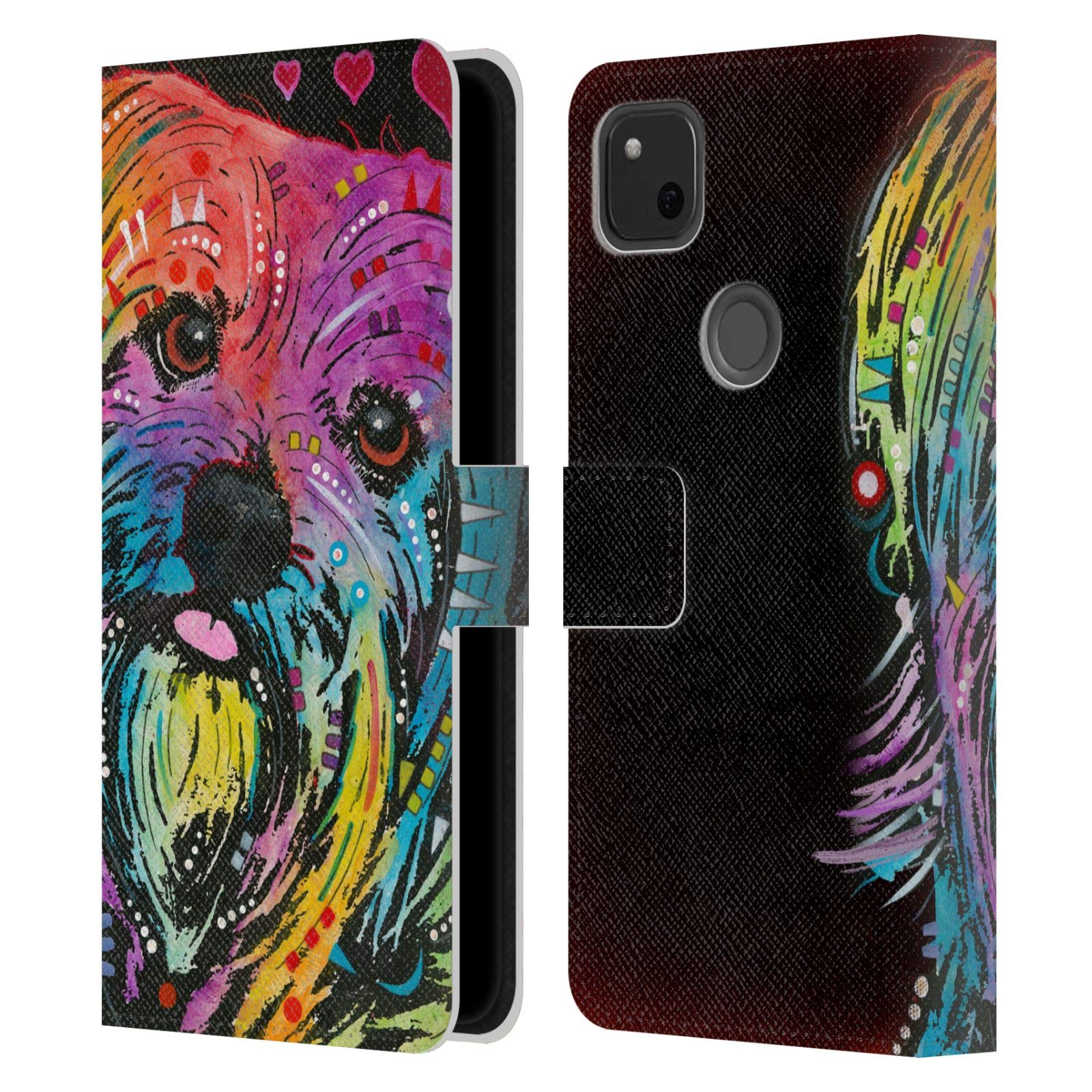 Dean Russo Yorkie Dogs Leather Wallet Case for Google Pixel 4a - Stylish Phone Protection