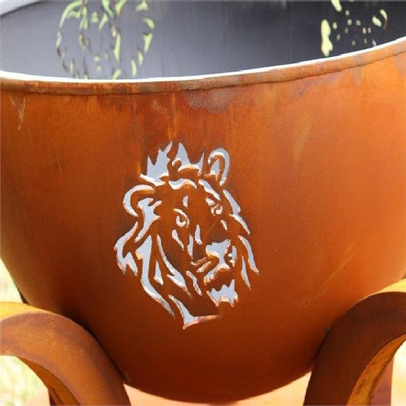 African Big Five Animal Design Wood Burning Fire Pit for Outdoor Camping, Backyard & Patio Decor