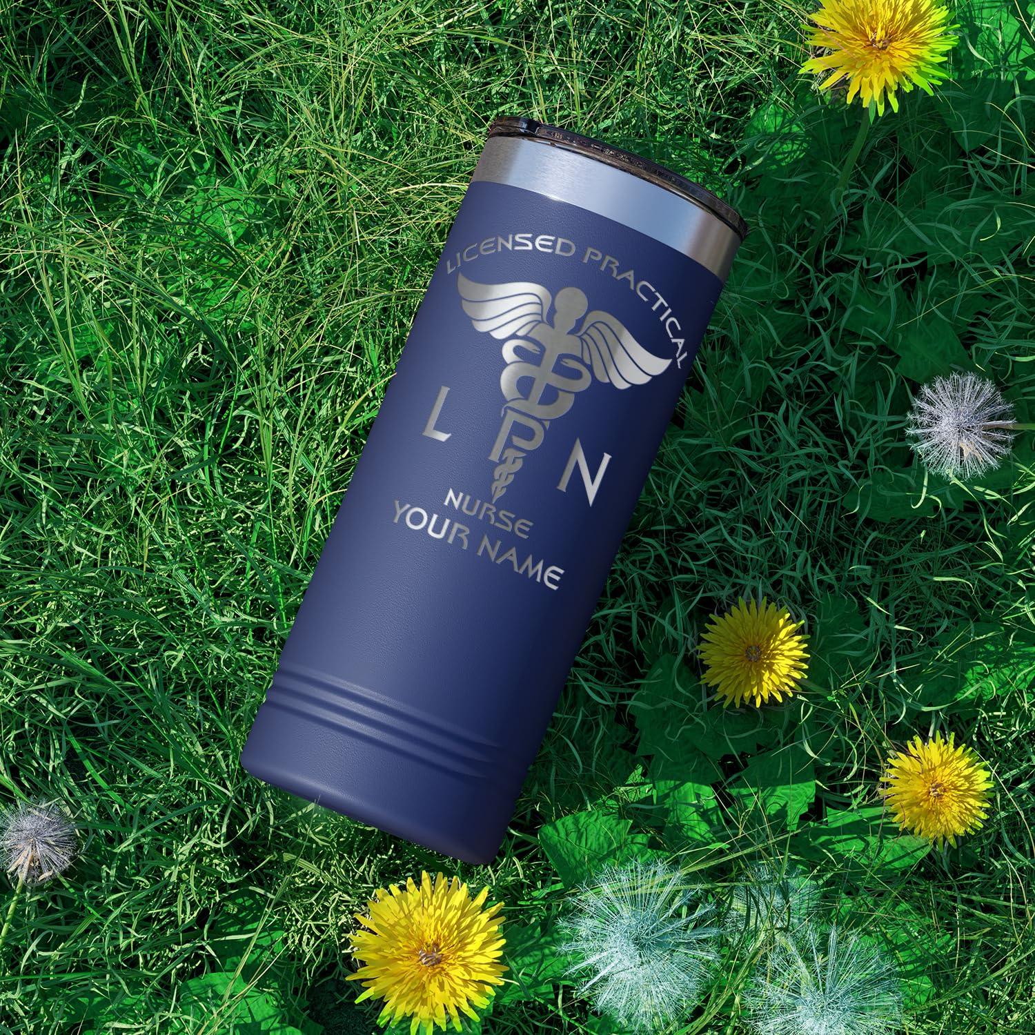 Personalized LPN Licensed Practical Nurse Gift - Custom Engraved 22oz Navy Blue Stainless Steel Skinny Tumbler for Men & Women | Great for Nurses Week, Graduation Gifts & Daily Use at Hospitals