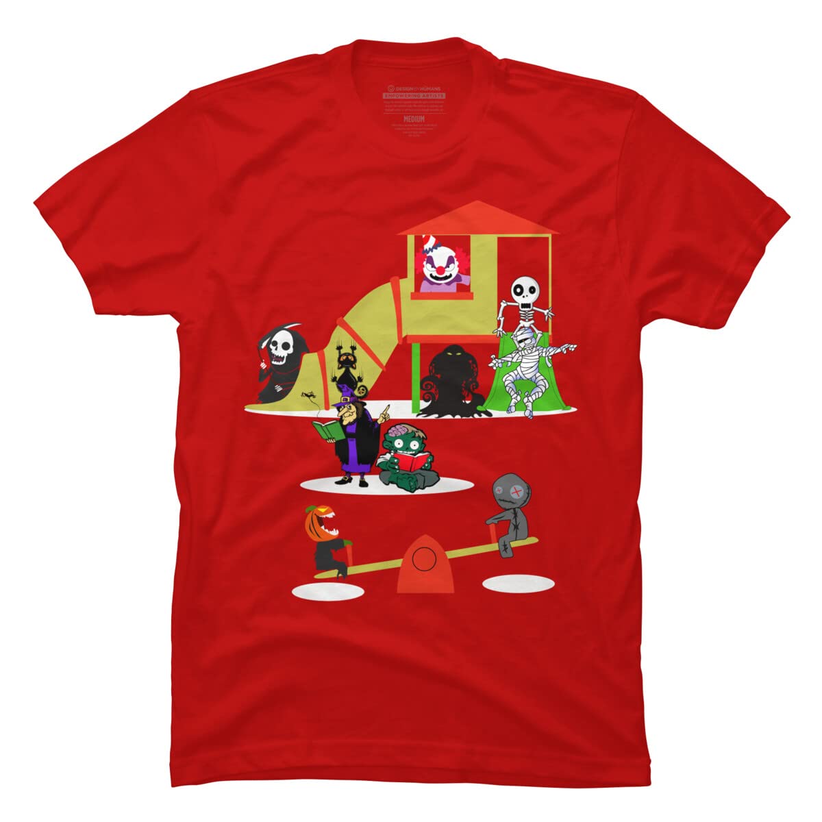 Halloween Monster Playground Graphic T-Shirt for Men - Fun Costume Party Theme Apparel - Perfect for Halloween Parties, Cosplay & Casual Wear