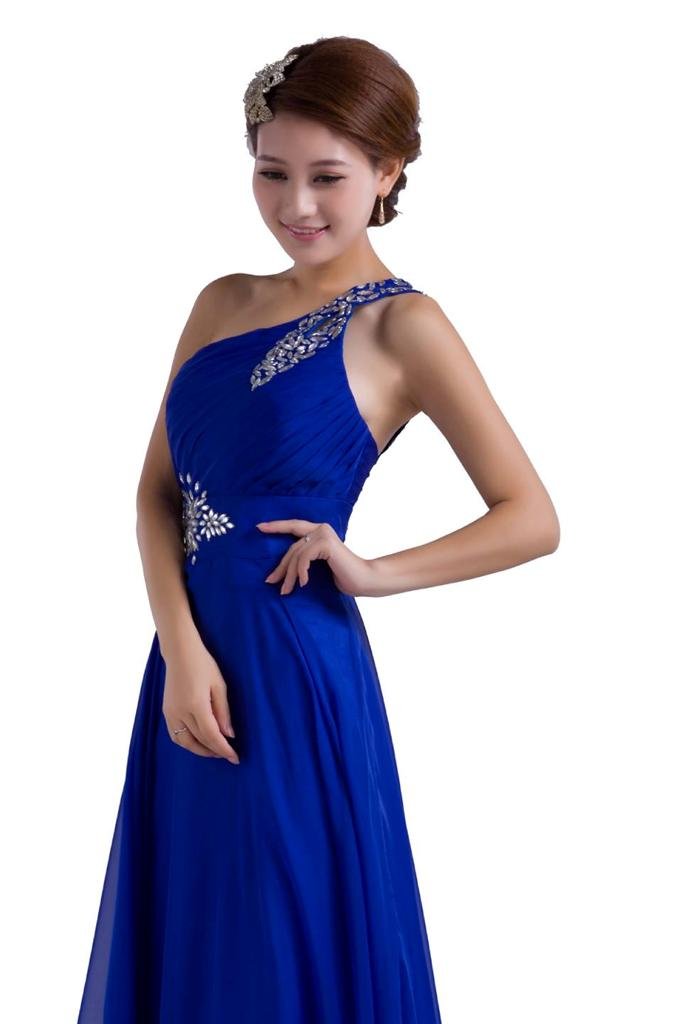 Elegant One-Shoulder Beaded Chiffon Prom Dress with Floor Length - Perfect for Homecoming, Formal Dances & Special Occasions