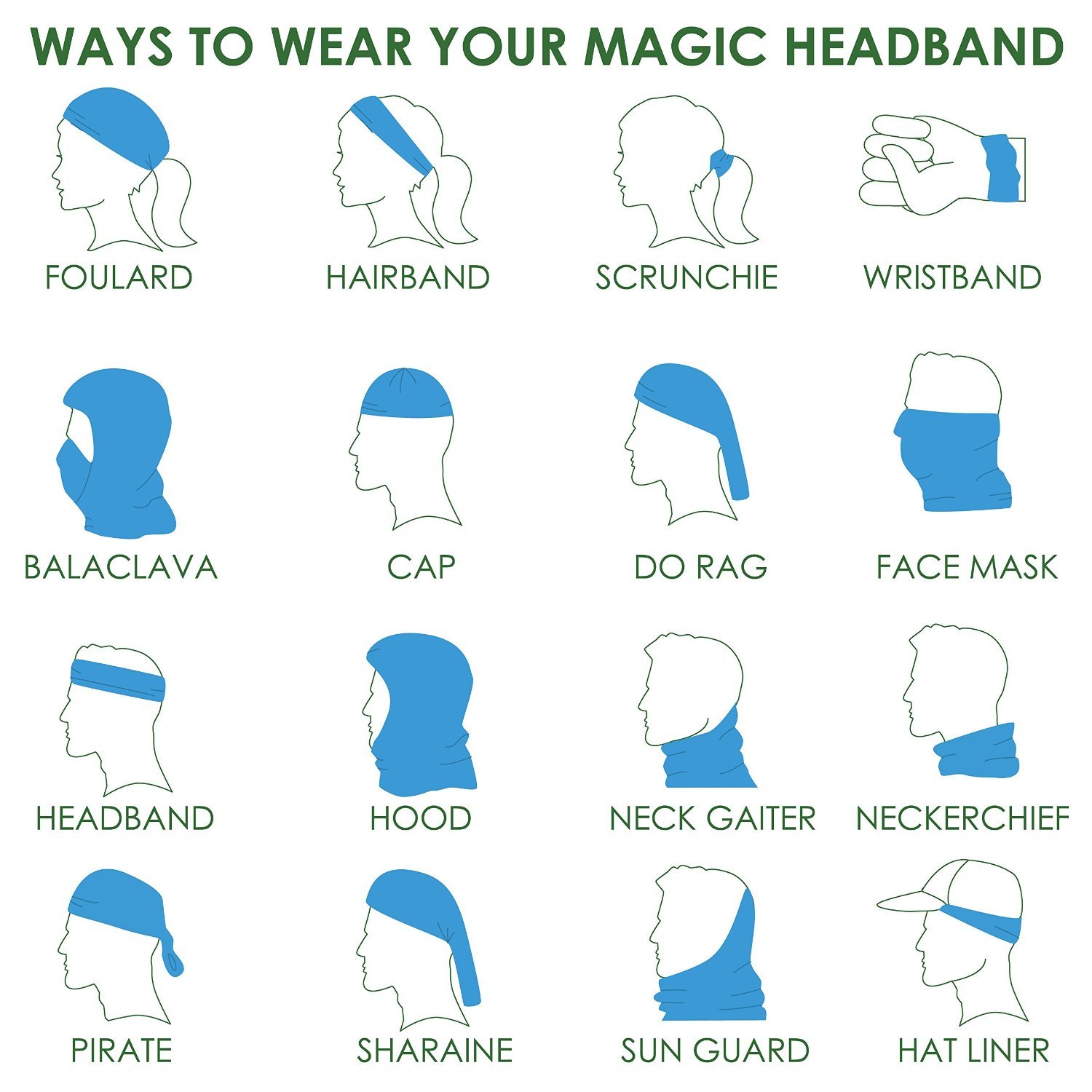 Zupro Unisex Headbands - UV Protection Face Mask, Bandana, Sports Magic Scarf & Neck Gaiter for Men & Women - Perfect for Running, Cycling, Yoga, Hiking & Outdoor Activities