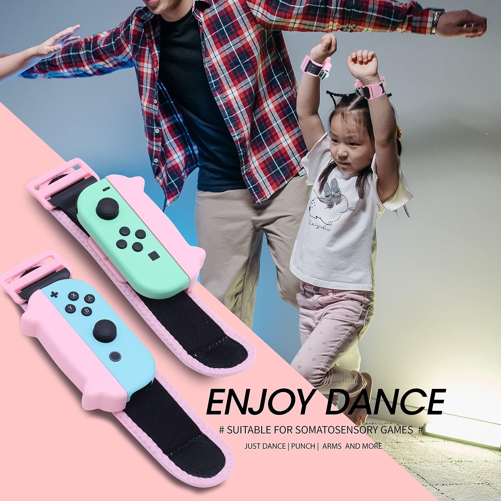 NANANINO Adjustable Elastic Dance Wristbands for Nintendo Switch - Just Dance 2024 Compatible, Kids Wrist Straps for Dance Games (2-Pack) - Perfect for Family Dance Parties & Interactive Gaming Fun