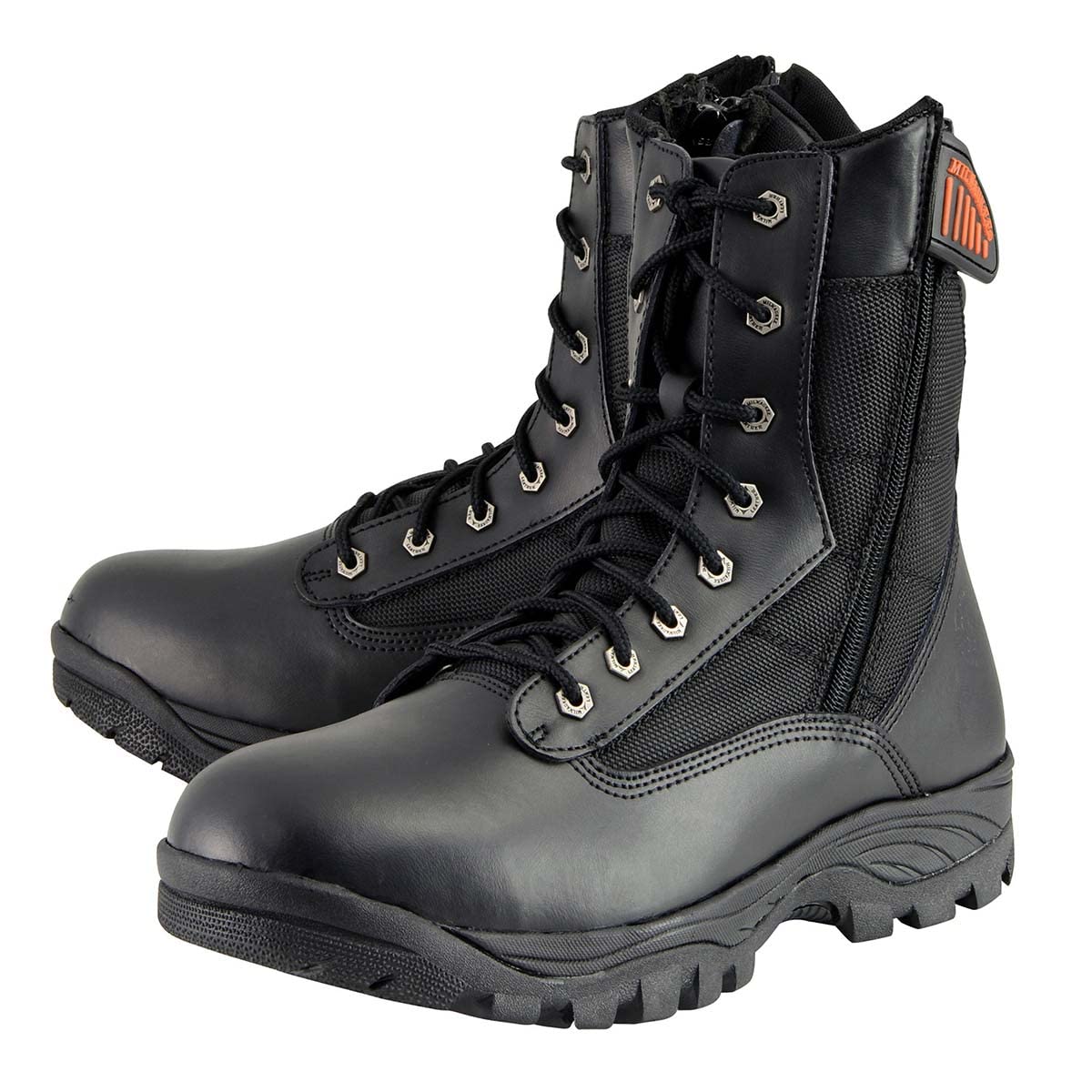 Milwaukee Leather MBM9110 Men's 9-Inch Black Tactical Motorcycle Boots - Side Zipper & Lace-Up Design for Riding Comfort & Safety - Perfect for Adventure Biking & Outdoor Activities