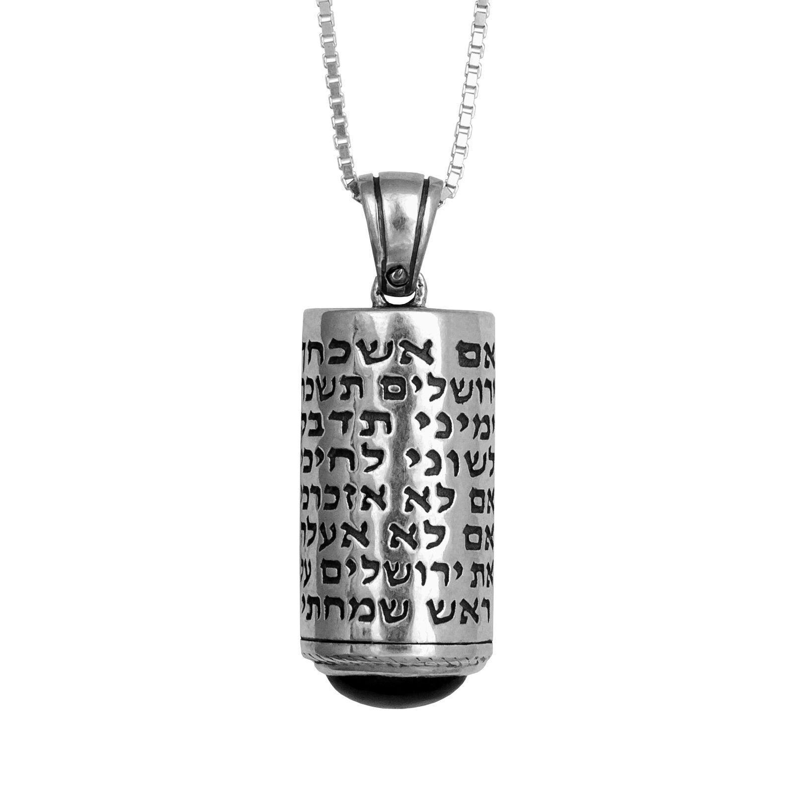 925 Silver Kabbalah Amulet Talisman Mezuzah Pendant with 