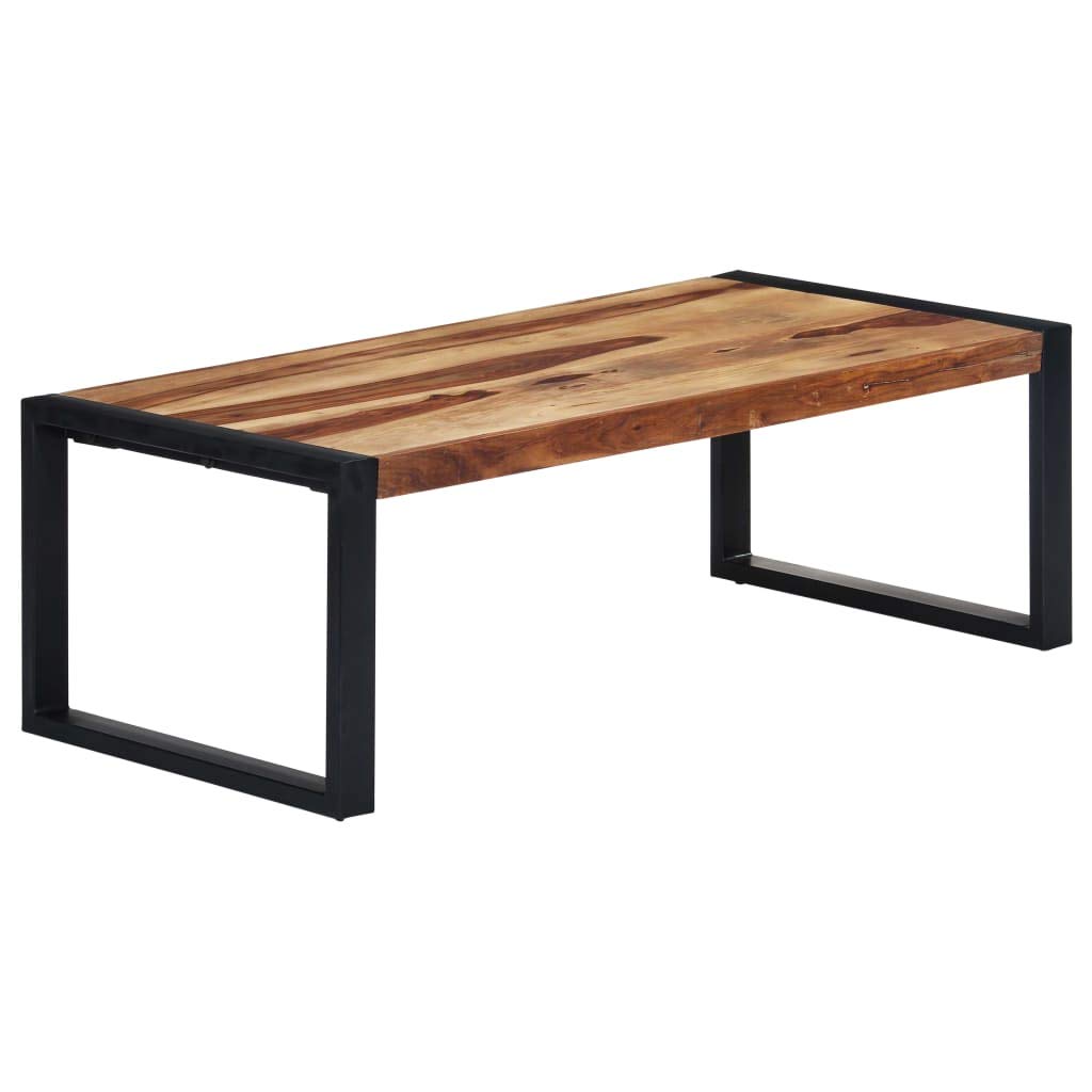 Solid Sheesham Wood Coffee Table with Metal Frame - 43.3