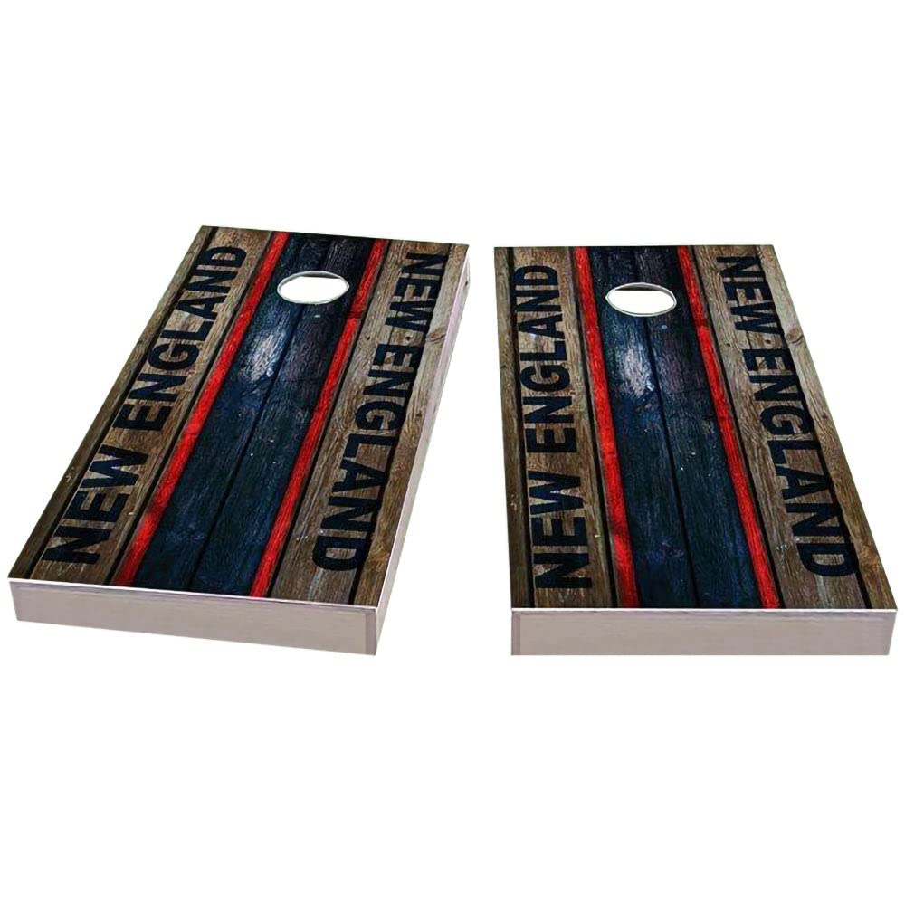 New England City Themed Cornhole Game Set - 2 Premium Wooden Boards & 8 Bean Bags for Backyard, Tailgate, and Outdoor Party Games