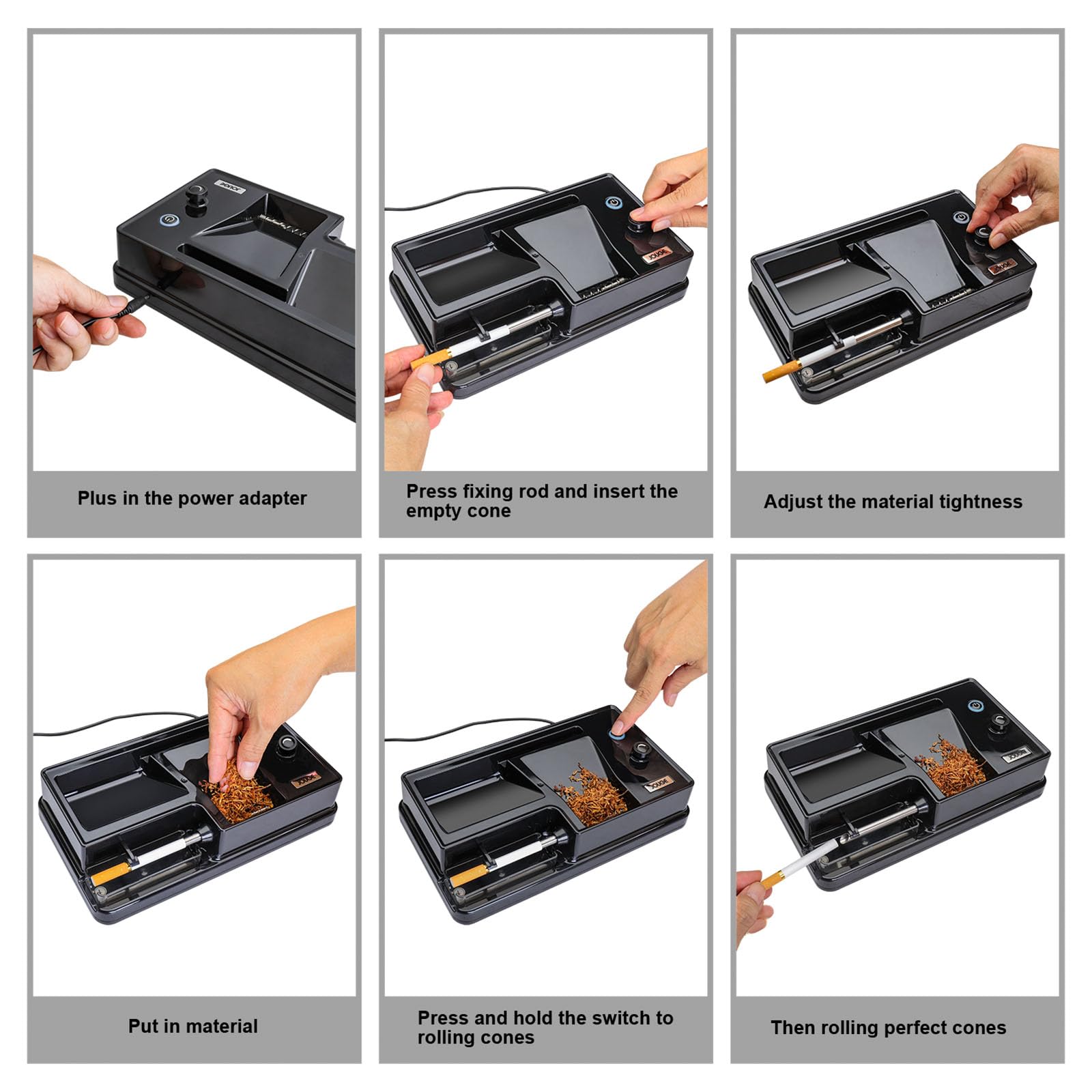 Electric Cone Rolling Machine - Automatic Cigarette Roller & Pre Roll Injector | Portable Cigarette Maker for Perfect Cones | Ideal for Home Use, Parties & DIY Enthusiasts