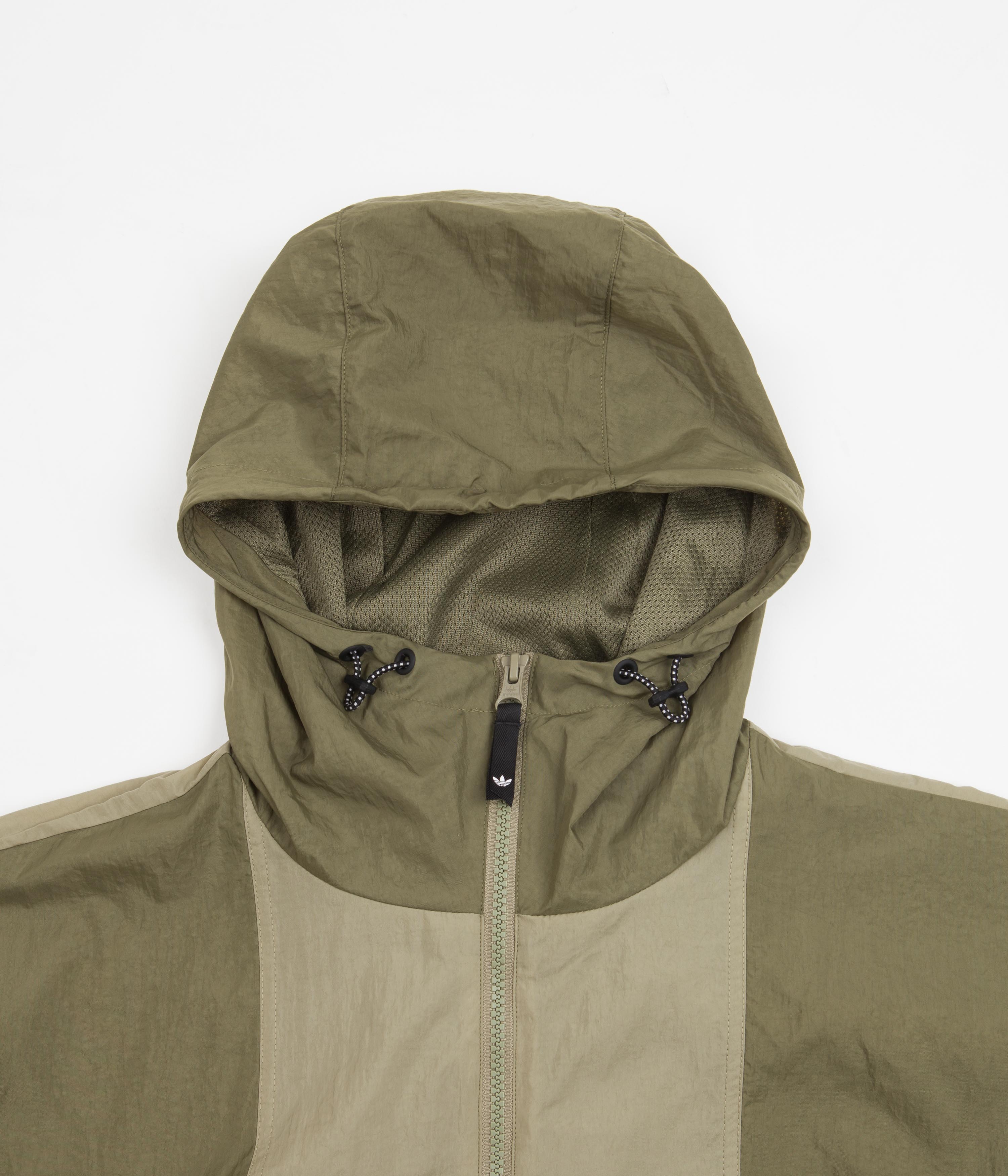 Adidas Skateboarding Anorak Windbreaker Jacket - Focus Olive/Orbit Green - Lightweight Water-Resistant Hoodie for Streetwear & Outdoor Activities