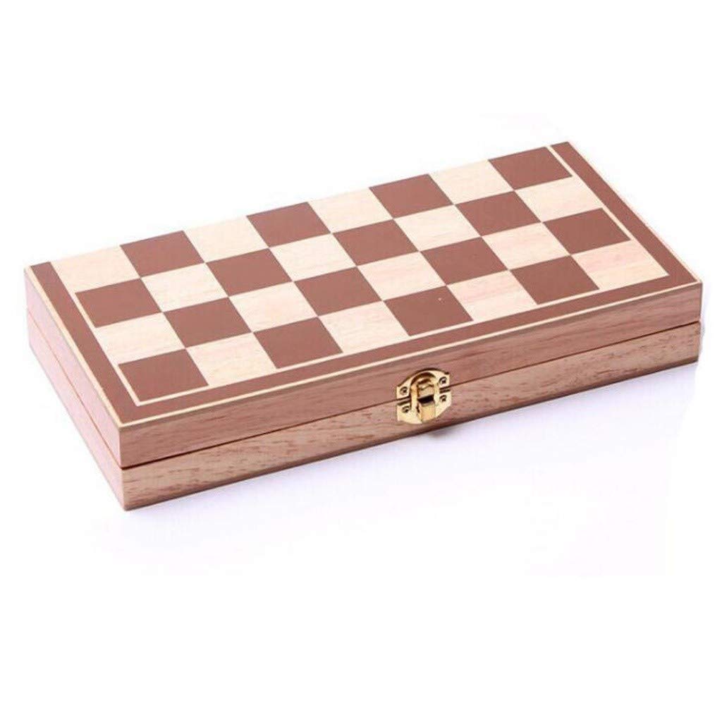 Magnetic Wooden Chess Board Set - 3-in-1 Folding Game with Checkers for Kids & Adults | Portable Indoor Travel Game for Family Party Activities (34x34cm) | Perfect for Home Entertainment, Travel & Educational Play