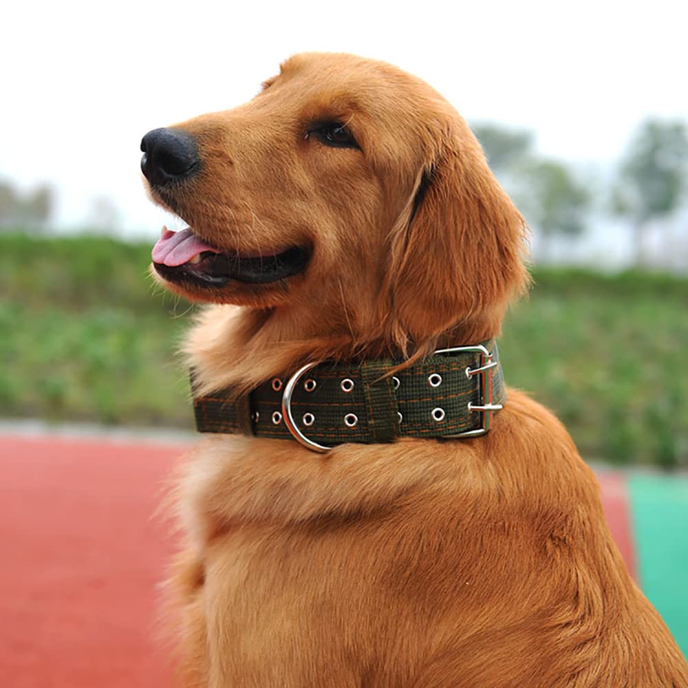 Military Adjustable Dog Collar - 2'' Wide Heavy Duty Nylon Tactical Collar with D-Ring & Buckle for Large Dogs - Perfect for Outdoor Training, Hiking & Security Work