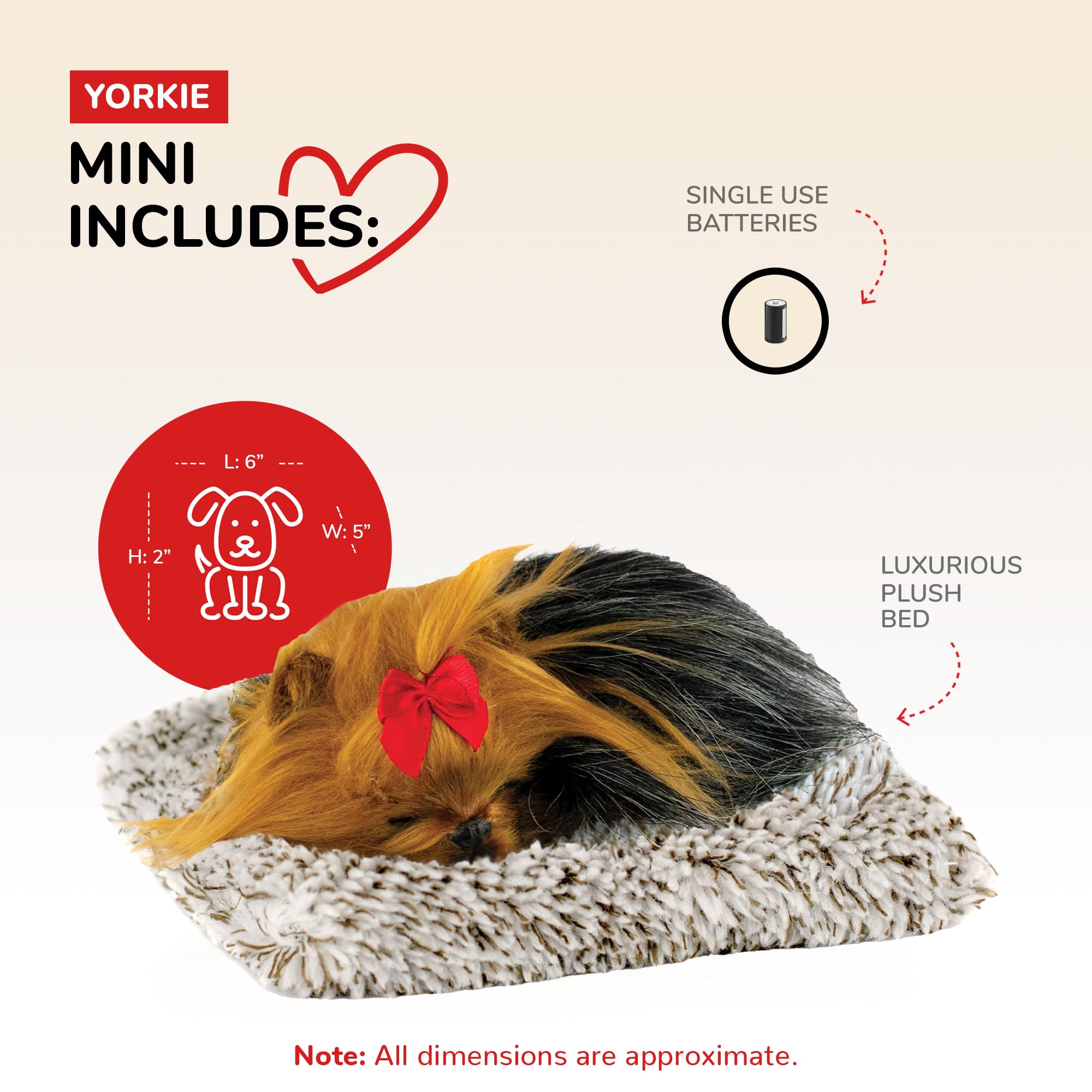 Mini Yorkie Stuffed Animal - Soft Plush Dog Toy with Battery-Operated Movement for Kids, Boys, Girls & Seniors | Cuddly Pet Companion for Bedtime, Stress Relief & Gift Giving