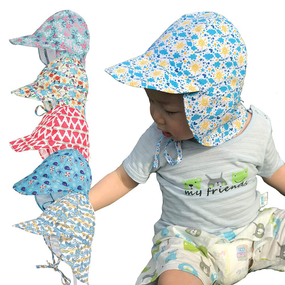 Baby Boys & Girls Sun Hat - Adjustable UPF 50+ Sun Protection Wide Brim Flap Hat for Toddlers - Perfect for Beach, Pool & Outdoor Summer Activities