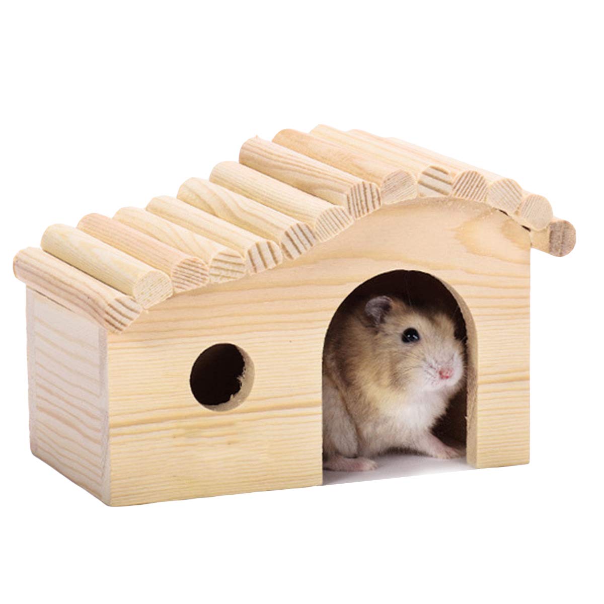 Wooden Hamster Hideout Hut - Cozy Arch Sleeping Bed House for Small Animals, Perfect for Hamsters, Gerbils & Mice - Ideal for Cages, Playpens & Pet Habitats