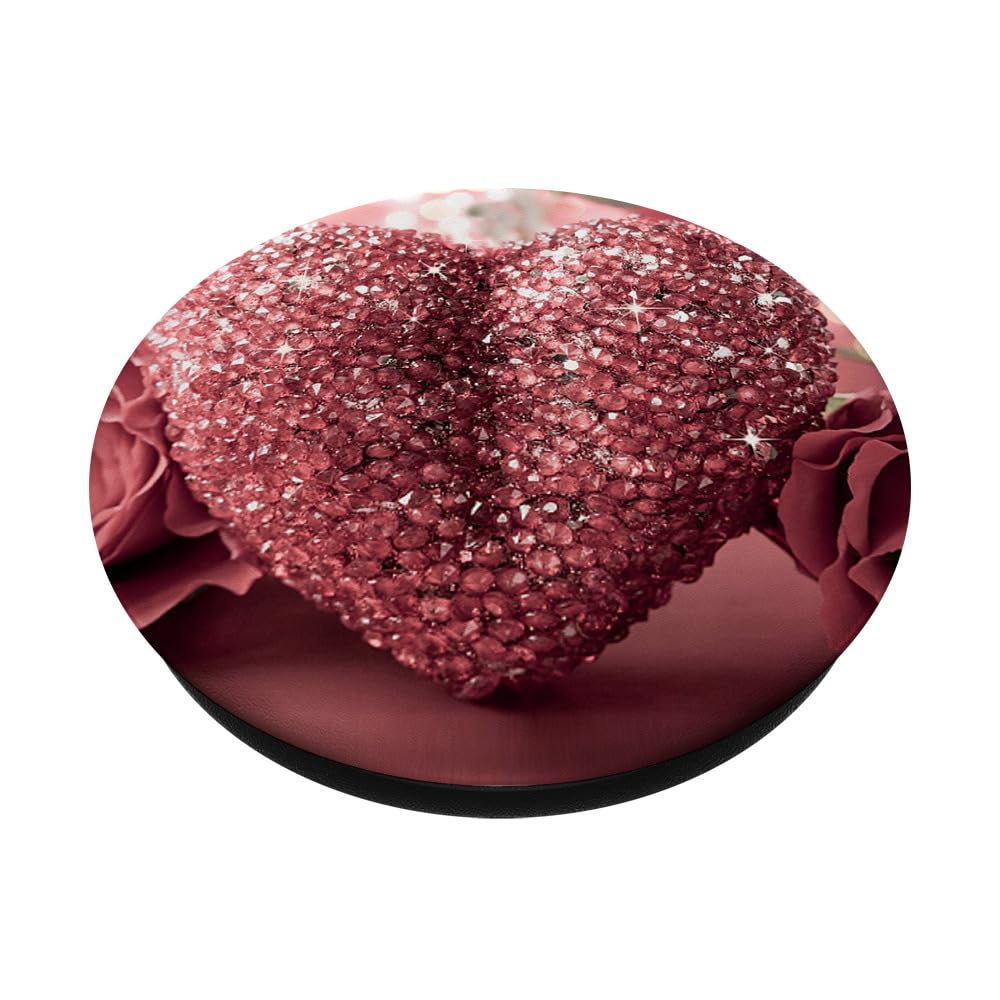 Rose Gold PopSocket Phone Grip with Heart Design - Secure & Adjustable Stand for Smartphones - Perfect for Selfies, Video Calls, and Hands-Free Use