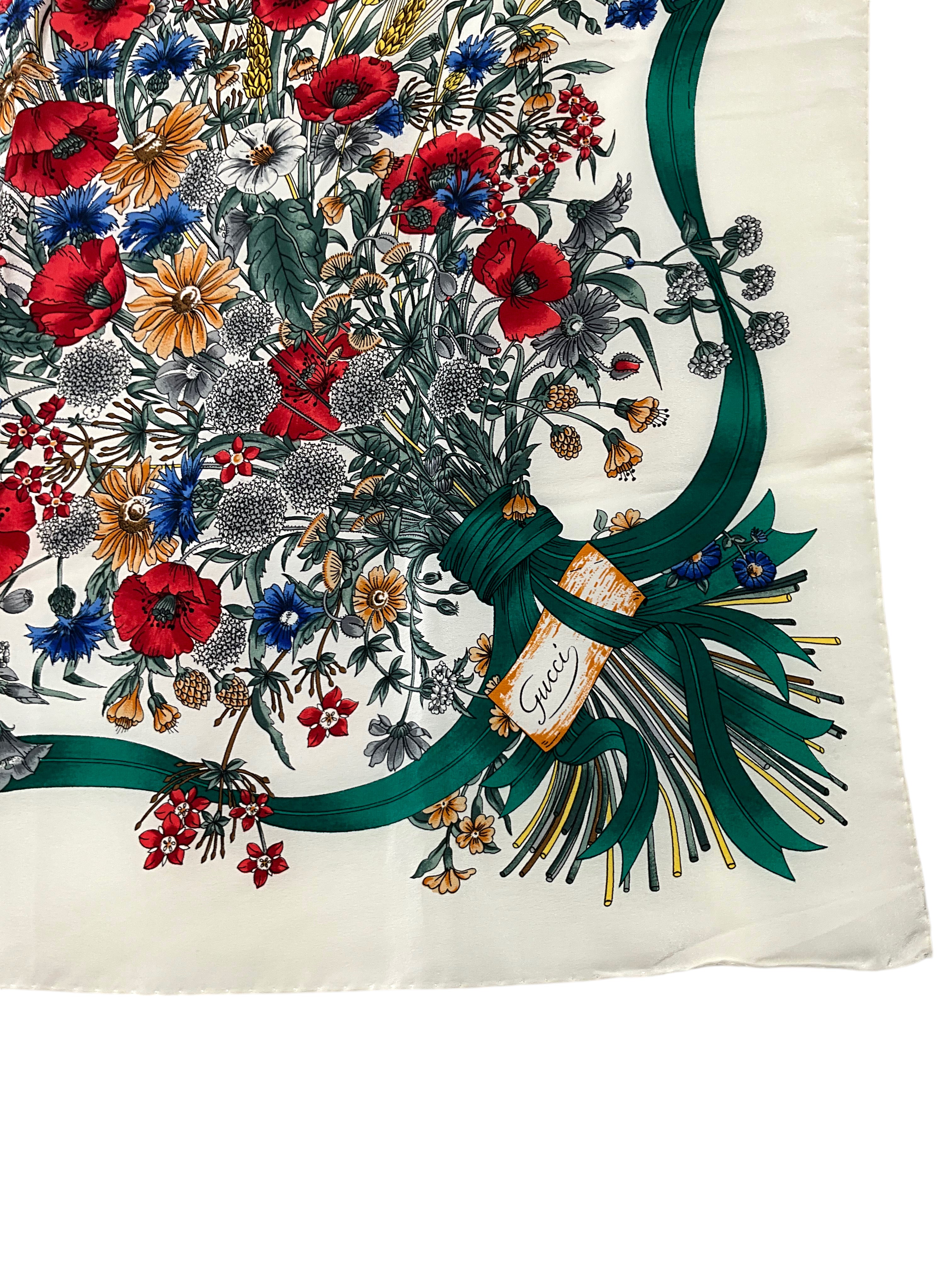 GUCCI Floral Print Silk Crepe Scarf - Luxury Women's Fashion Accessory for Elegant Outfits & Special Occasions