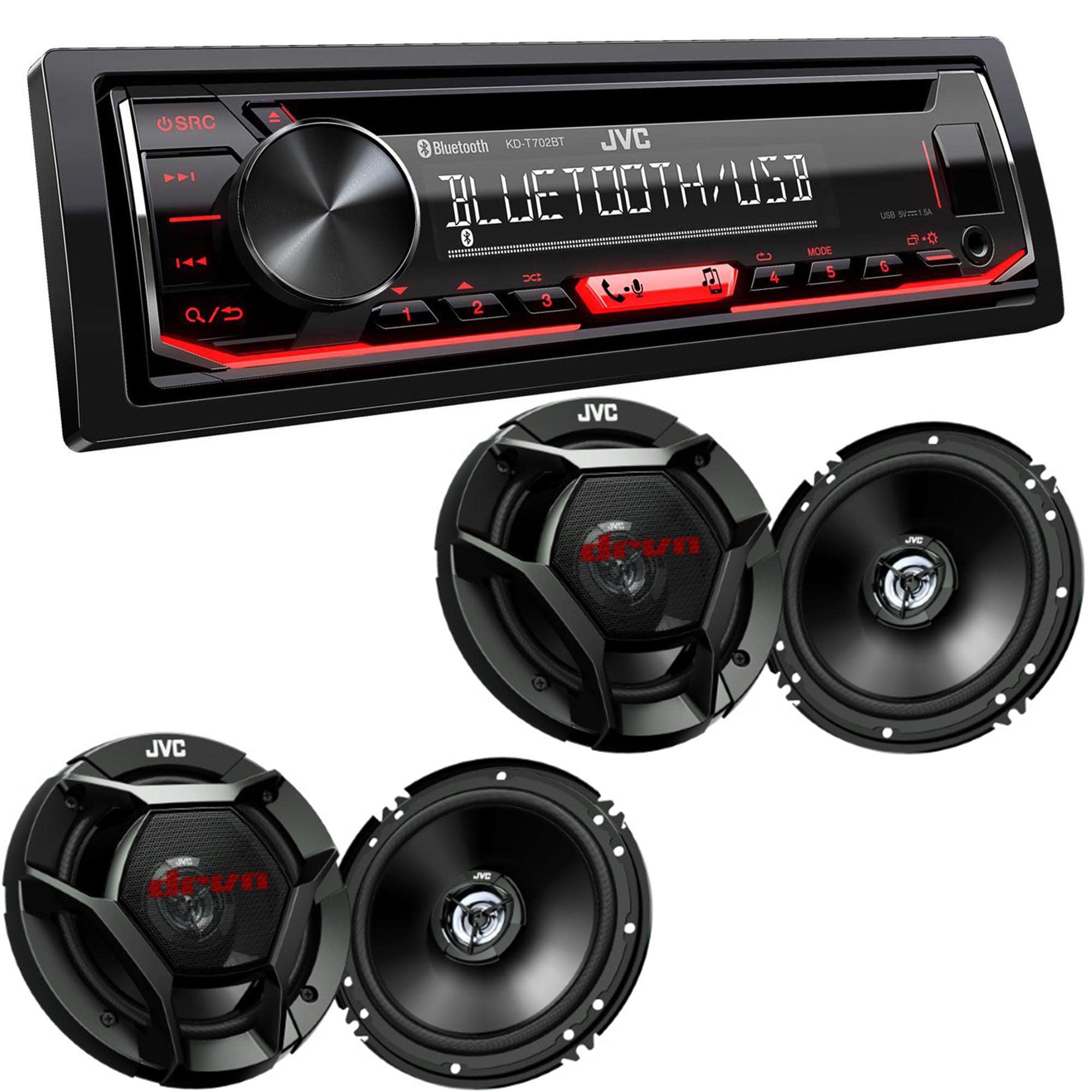 JVC KD-T720BT 1-DIN Bluetooth Car Stereo with CD Player, USB/AUX Input & Wireless Streaming | Pair with JVC CS-DR621 6.5