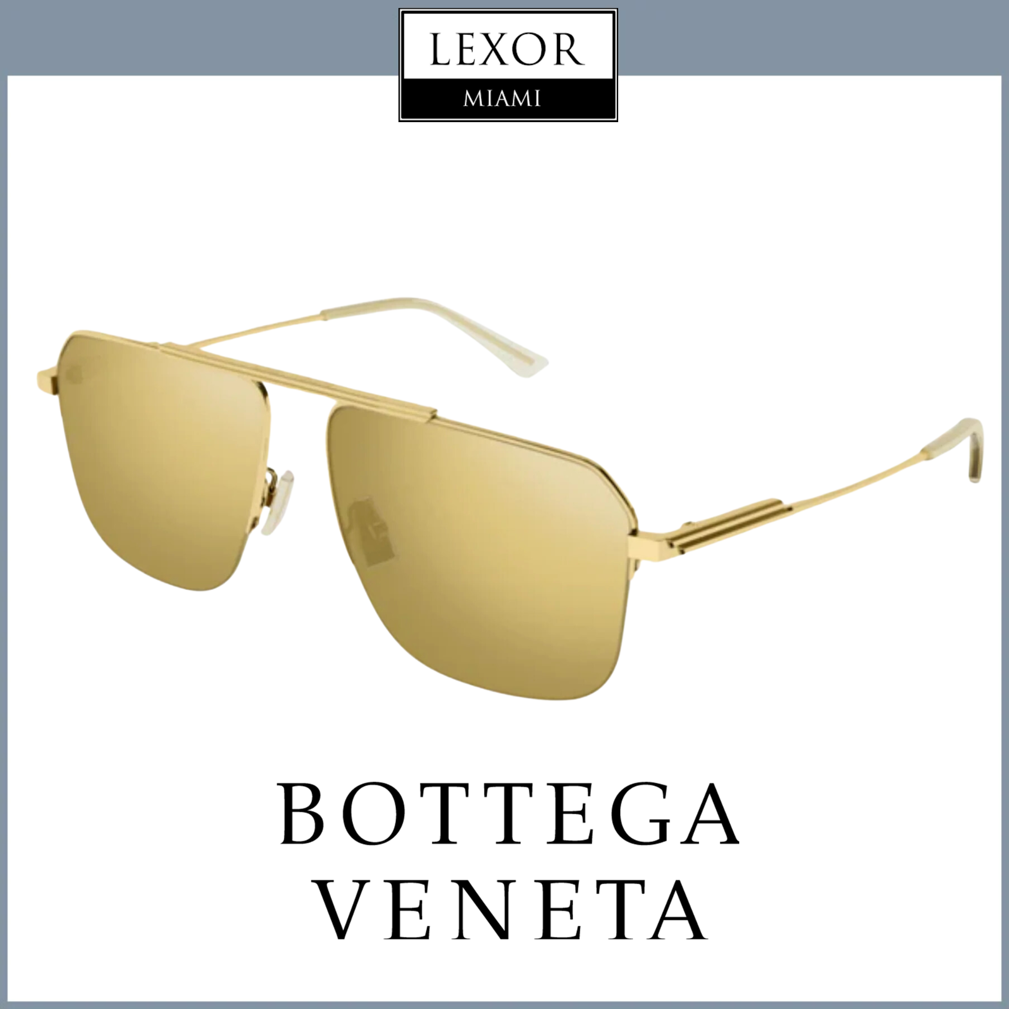 Bottega Veneta BV1149S 002 58mm Unisex Metal Frame Sunglasses - UV Protection, Luxury Fashion for Men & Women - Perfect for Driving, Beach & Outdoor Activities