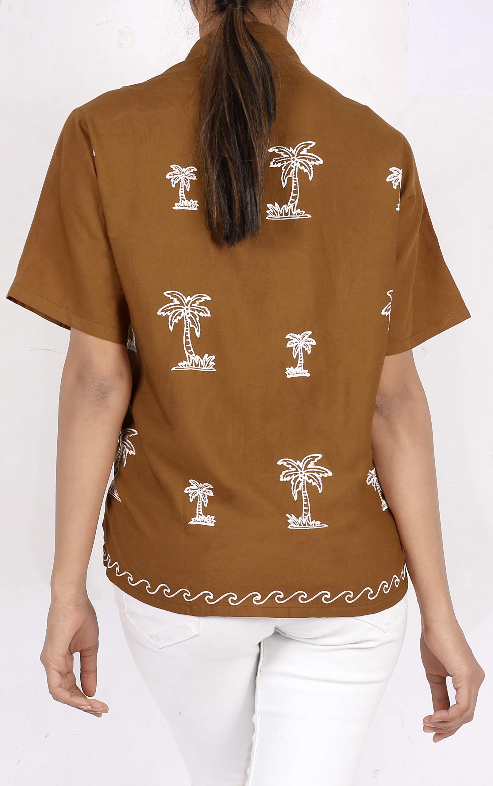 LA LEELA Women's Short Sleeve Hawaiian Print Blouse - Floral Vacation Shirt for Beach, Summer & Tropical Outfits