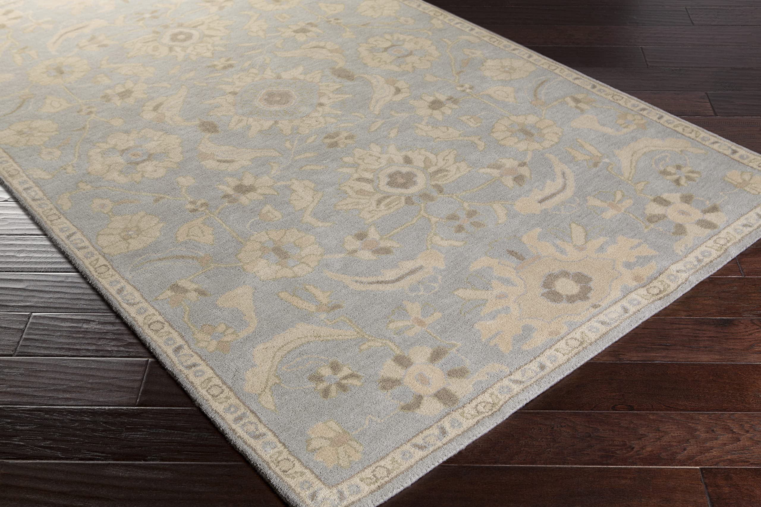 Mark&Day 8x10 Caraquet Traditional Light Gray Oval Wool Rug - Soft Beige Grey Area Carpet for Living Room, Bedroom, Kitchen | Durable & Stylish Home Decor for Cozy Spaces (8' x 10' Oval)